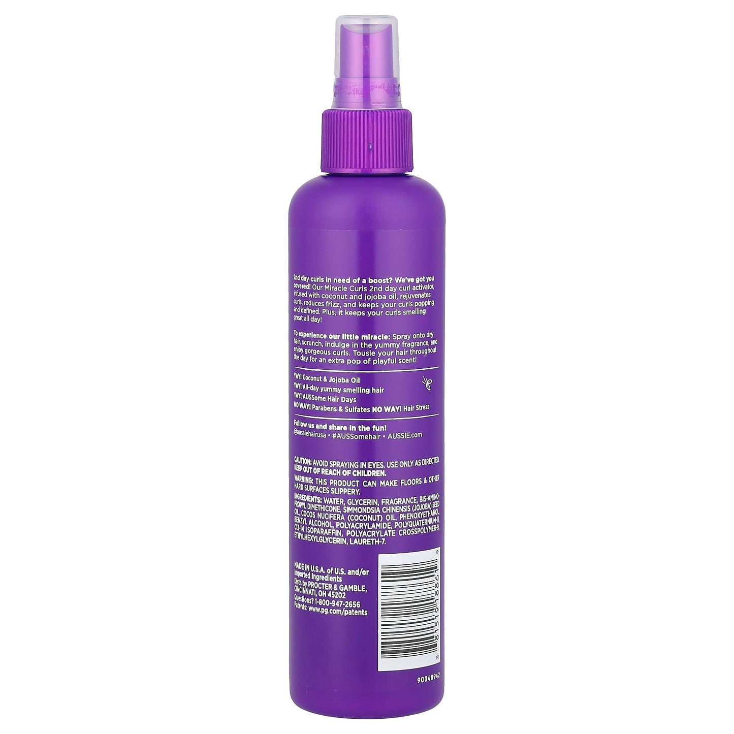 Aussie Miracle Curls 2nd Day Curl Activator with Coconut & Jojoba Oil, 8.5 fl oz - Image 2