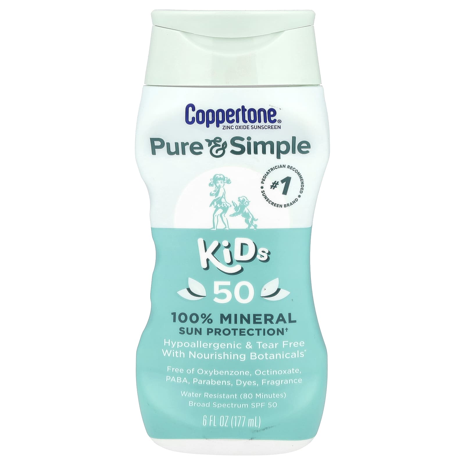 Coppertone Pure & Simple Kids SPF 50 Sunscreen - 6 fl oz - Image 1