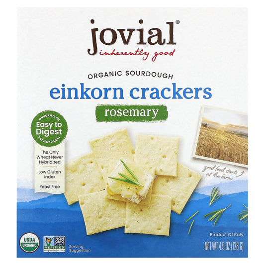 Organic Einkorn Sourdough Crackers with Rosemary | Easy to Digest Snack - Image 1