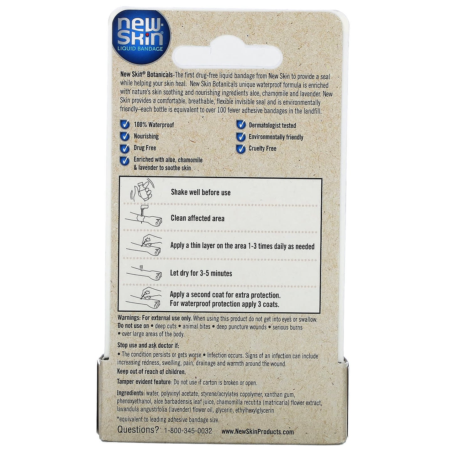 New Skin, Liquid Bandage, Skin Protectant, Botanicals, 0.3 fl oz (10 ml) - Image 2