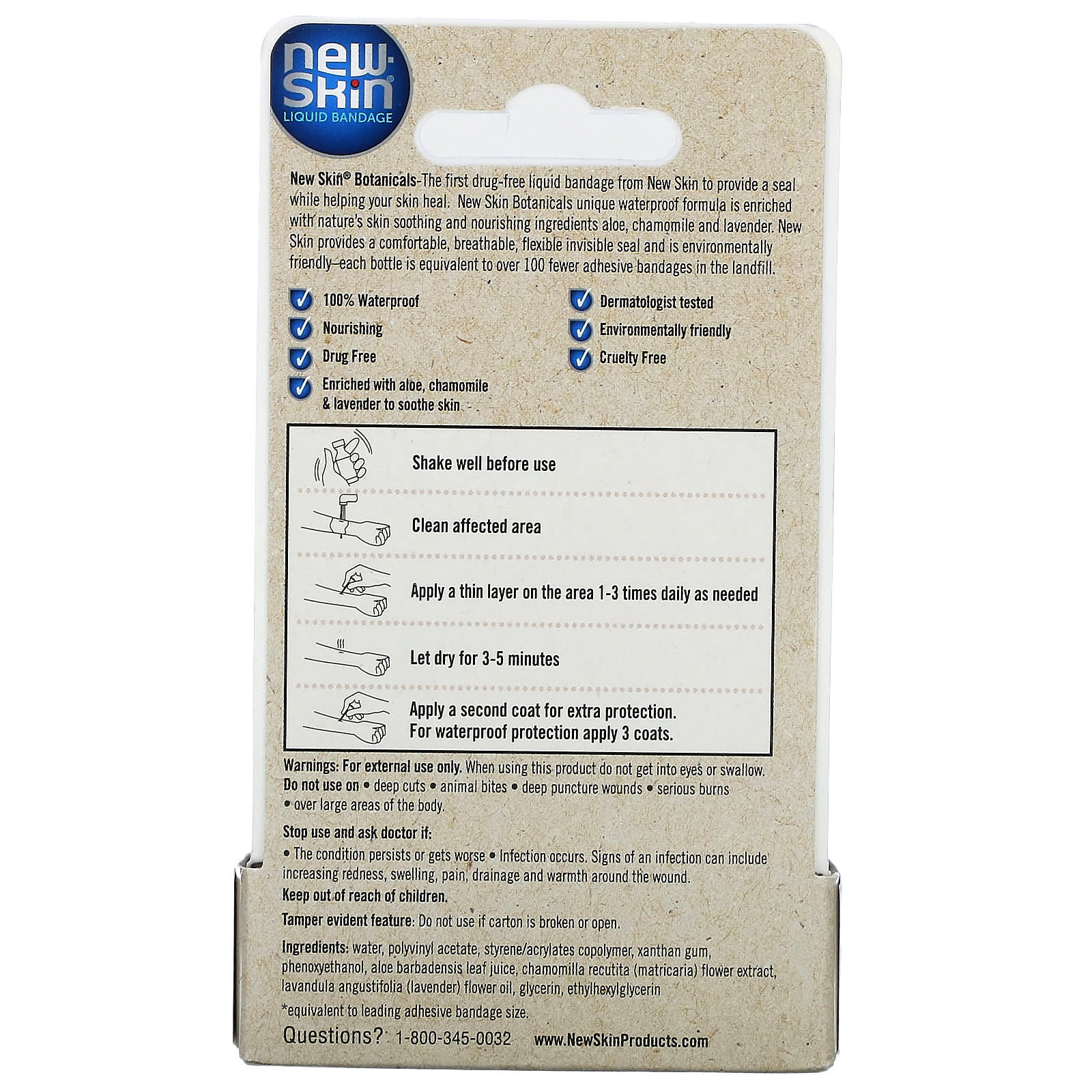 New Skin, Liquid Bandage, Skin Protectant, Botanicals, 0.3 fl oz (10 ml) - Image 2