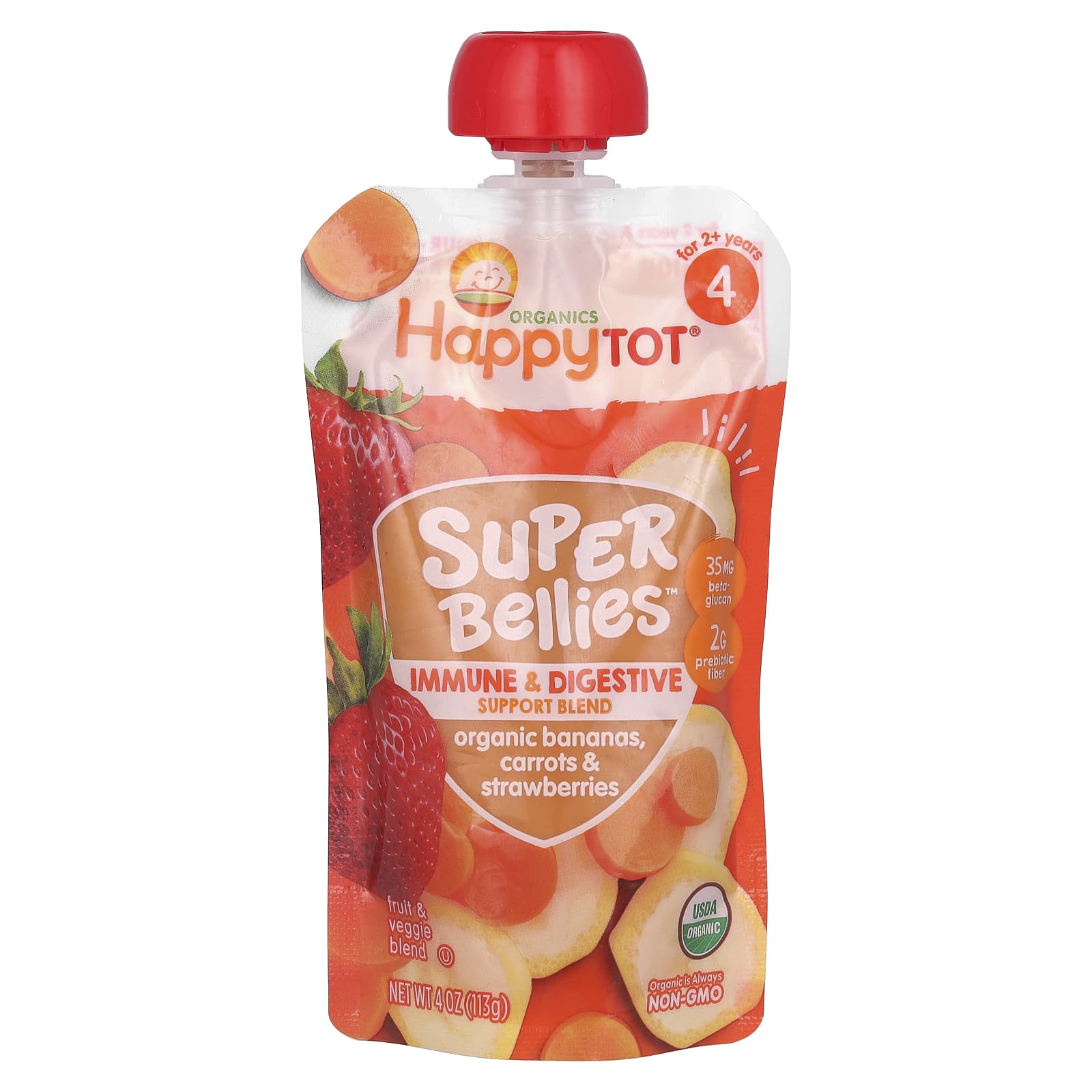 Happy Family Organics, Organic Toddler Pouch - Banana, Carrot & Strawberry - Image 1