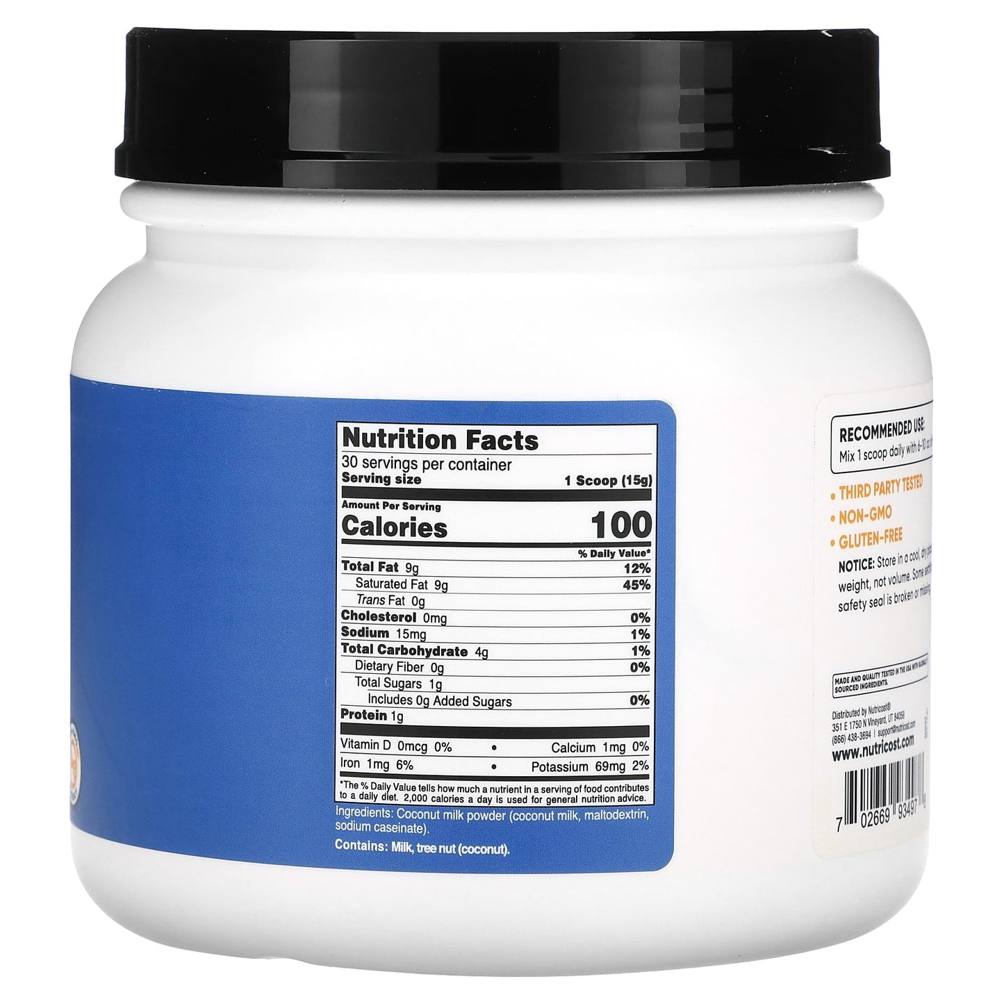 Nutricost, Coconut Milk Powder, Unflavored, 16 oz (454 g) - Image 2