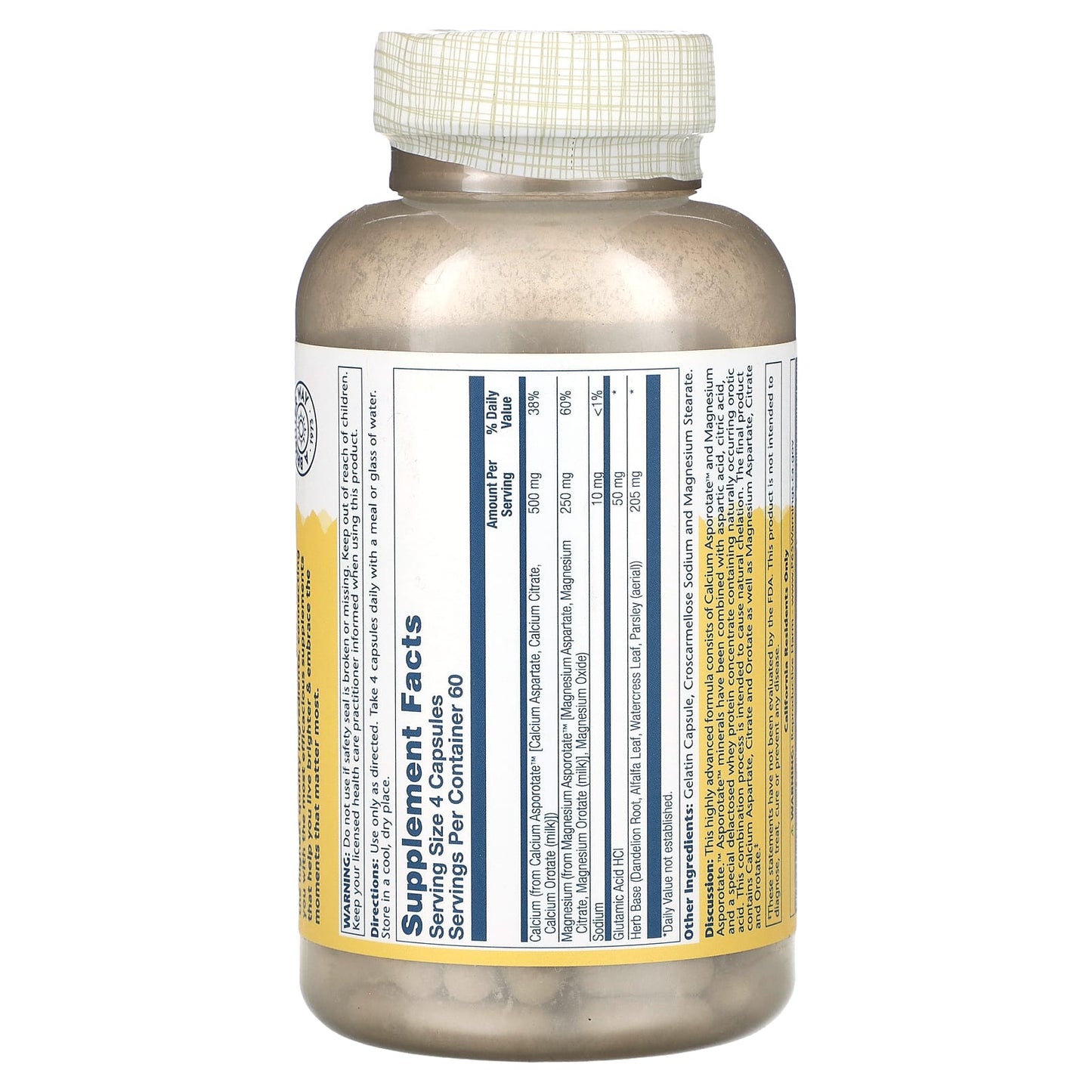 Solaray, 2:1 Ratio Cal-Mag Asporotates, 240 Capsules - Image 2
