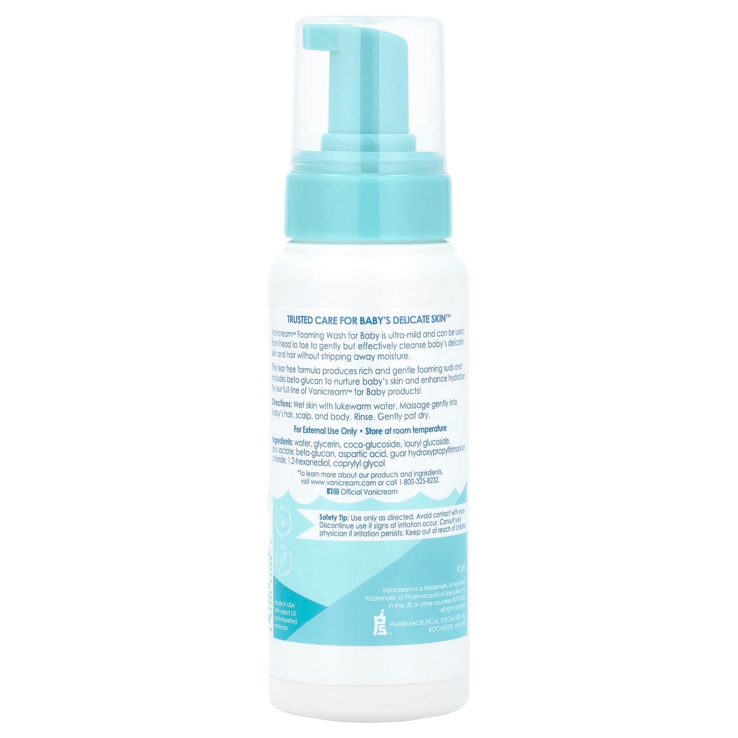Vanicream, Foaming Wash, For Baby, Sensitive Skin, Tear Free, 8 fl oz (237 ml) - Image 2