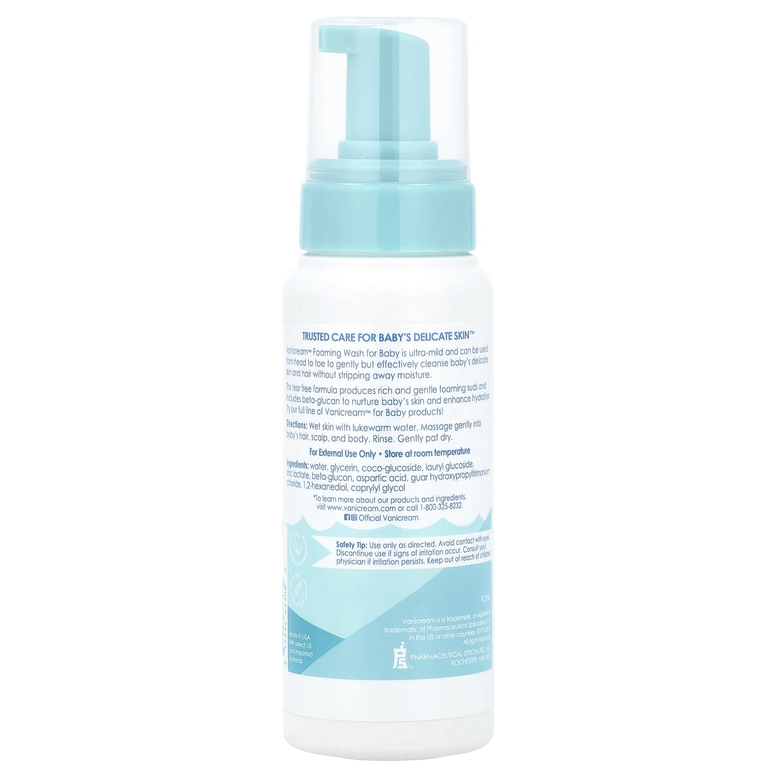 Vanicream, Foaming Wash, For Baby, Sensitive Skin, Tear Free, 8 fl oz (237 ml) - Image 2