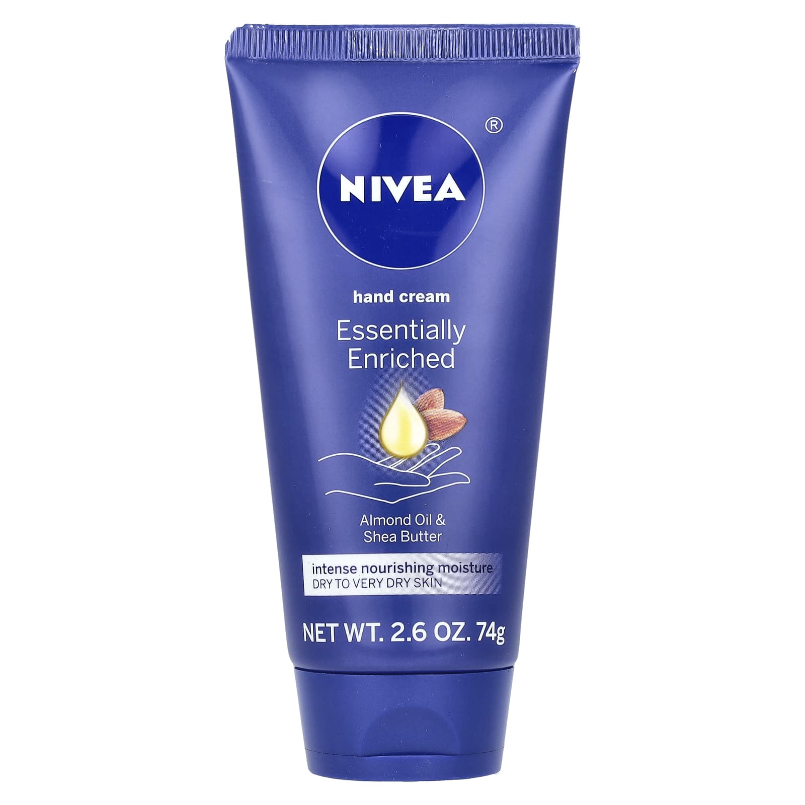Nivea, Essentially Enriched Hand Cream, Almond Oil & Shea Butter, 2.6 oz (74 g) - Image 1