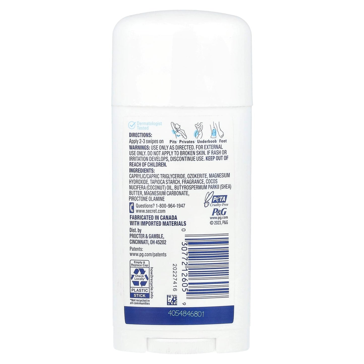 Secret, Whole Body Deodorant, Aluminum Free Dry Solid, Peach + Vanilla Blossom, 2.4 oz (68 g) - Image 2