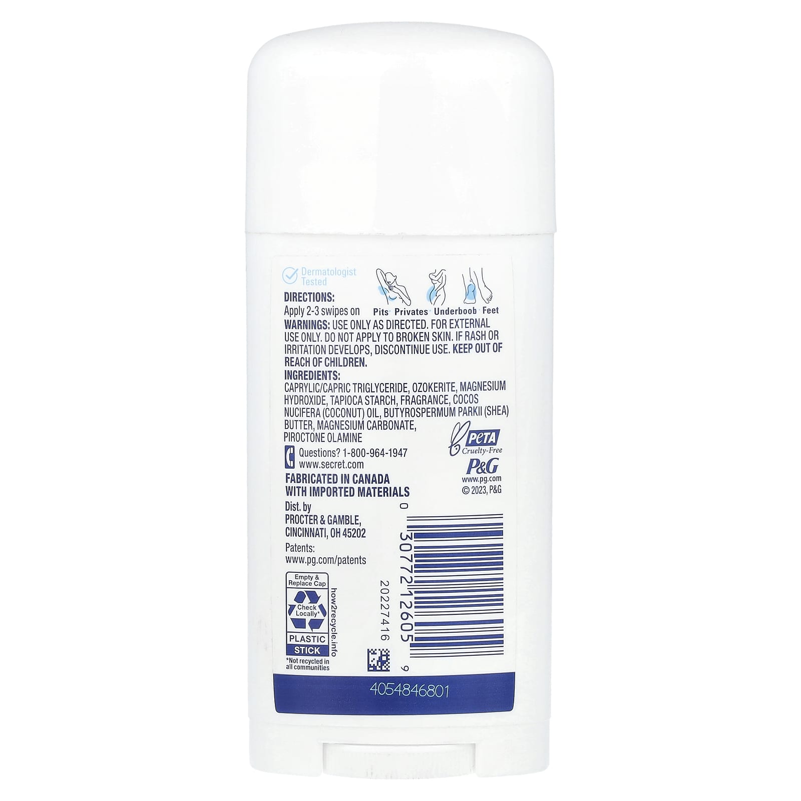 Secret, Whole Body Deodorant, Aluminum Free Dry Solid, Peach + Vanilla Blossom, 2.4 oz (68 g) - Image 2