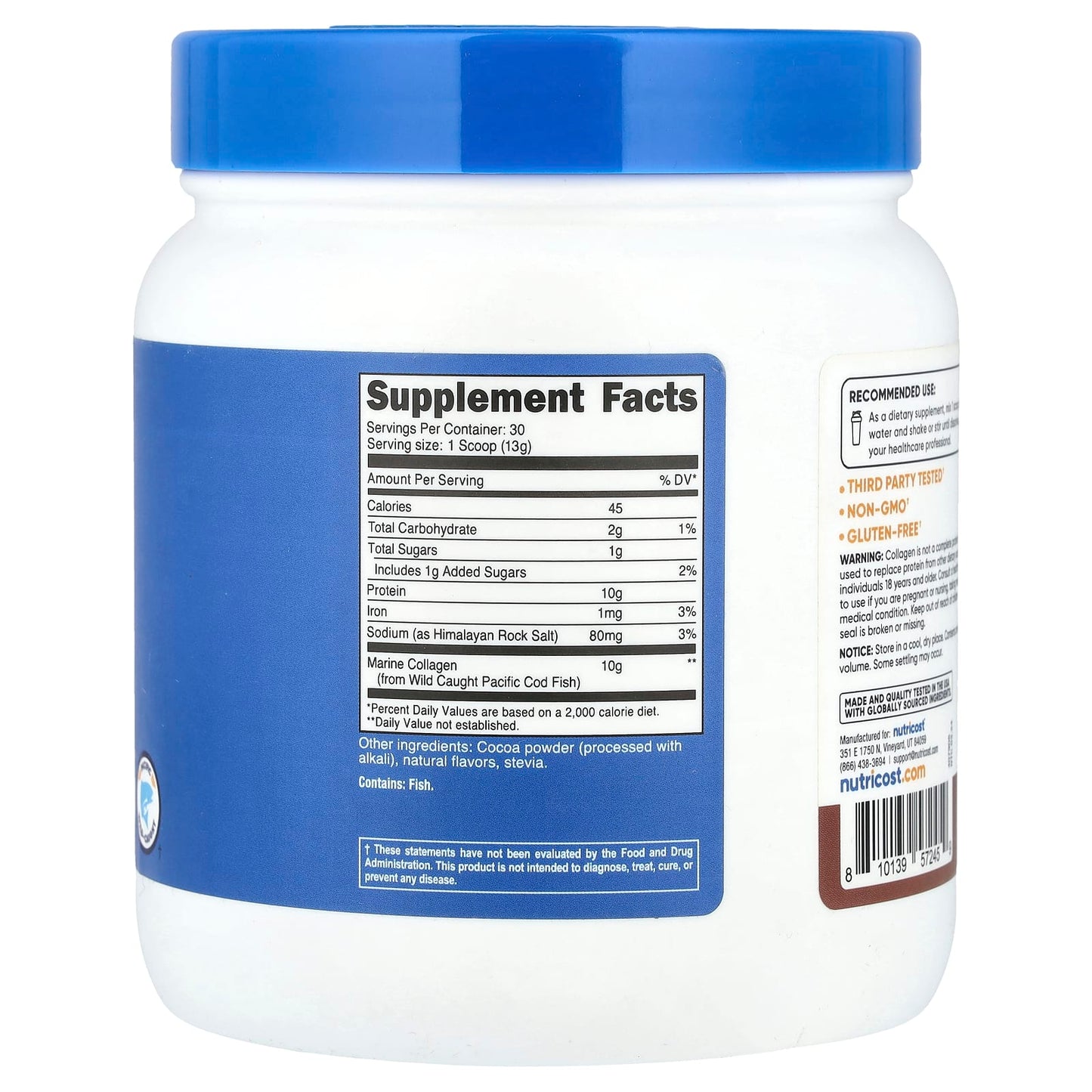 Nutricost, Marine Collagen, Chocolate, 13.7 oz (384 g) - Image 2
