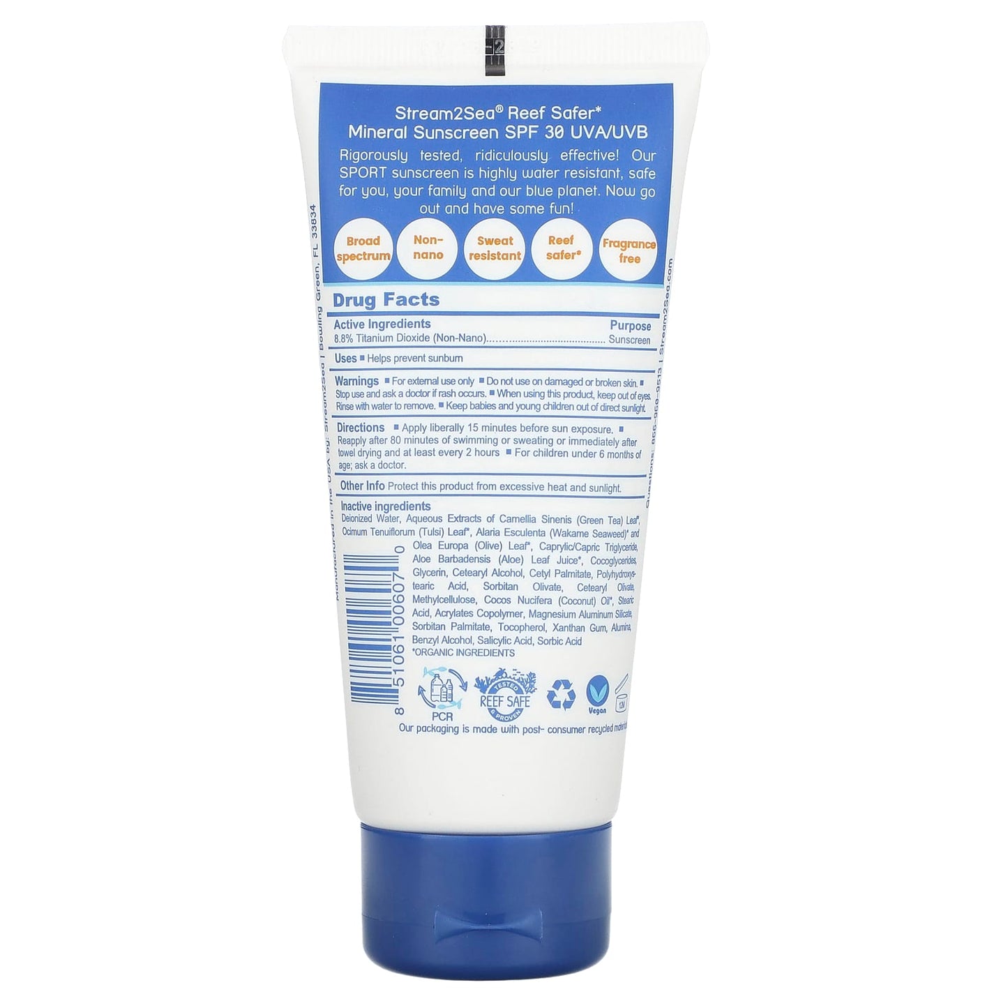 Stream2Sea, Water Sport Sunscreen, SPF 30, Fragrance Free, 3 fl oz (90 ml) - Image 2