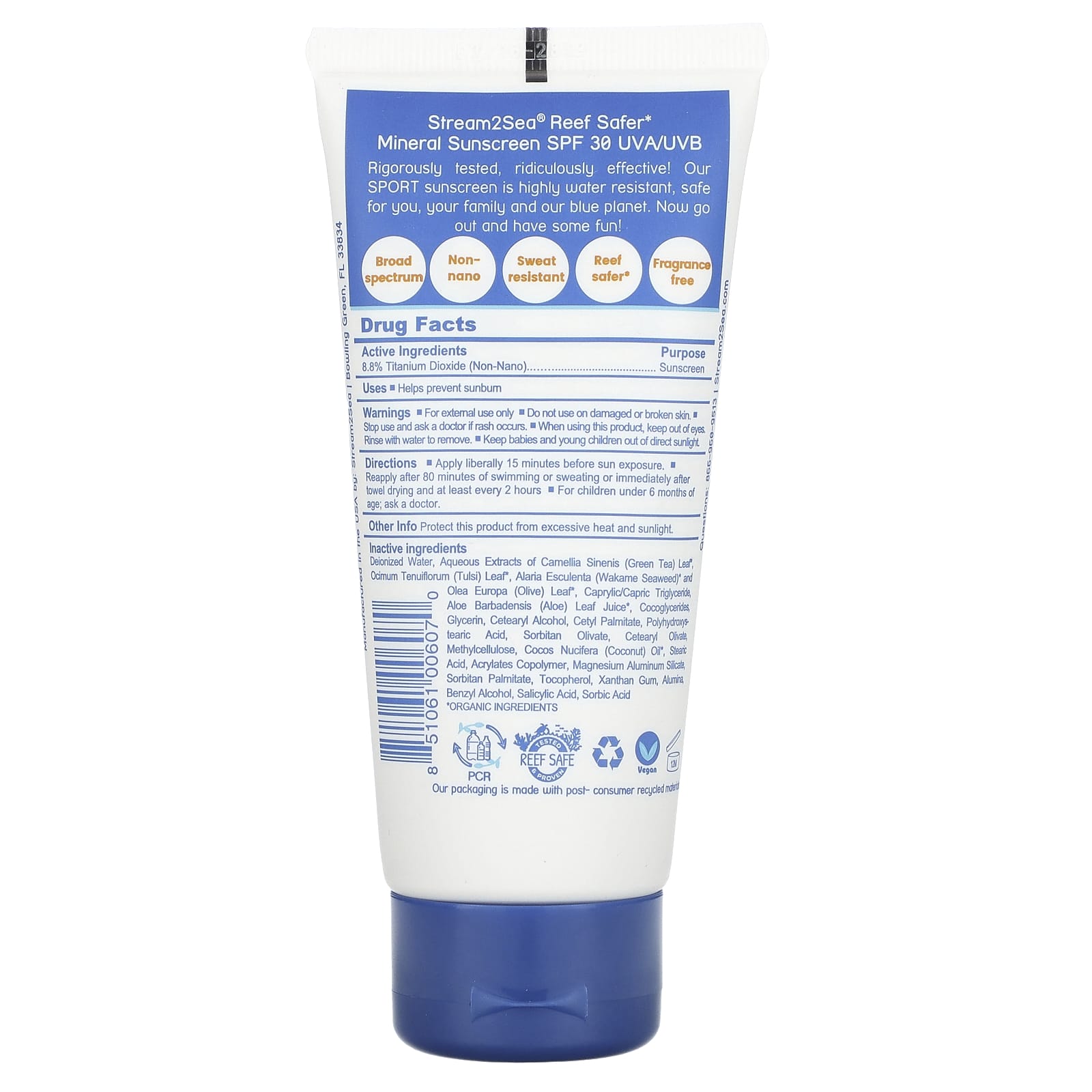 Stream2Sea, Water Sport Sunscreen, SPF 30, Fragrance Free, 3 fl oz (90 ml) - Image 2