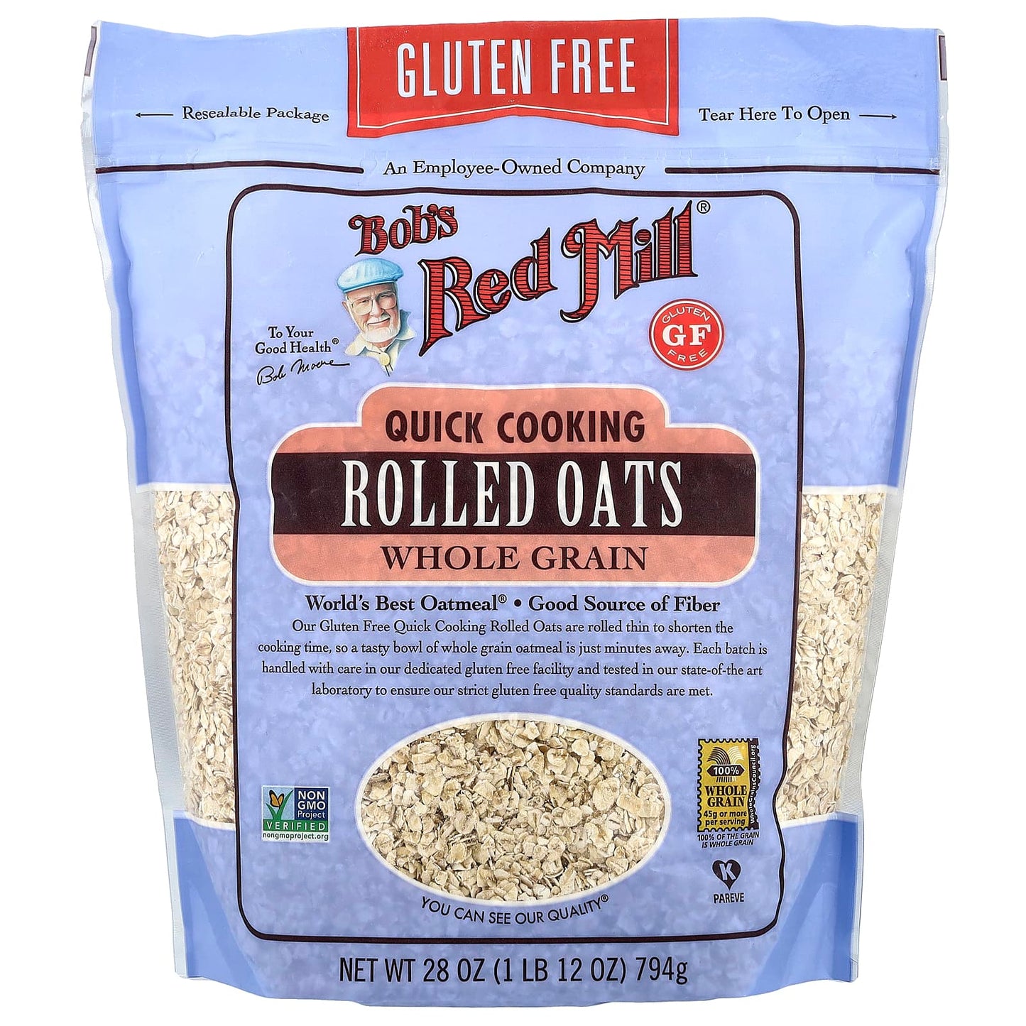 Bob's Red Mill Whole Grain Quick Cooking Rolled Oats, 28 oz - Image 1
