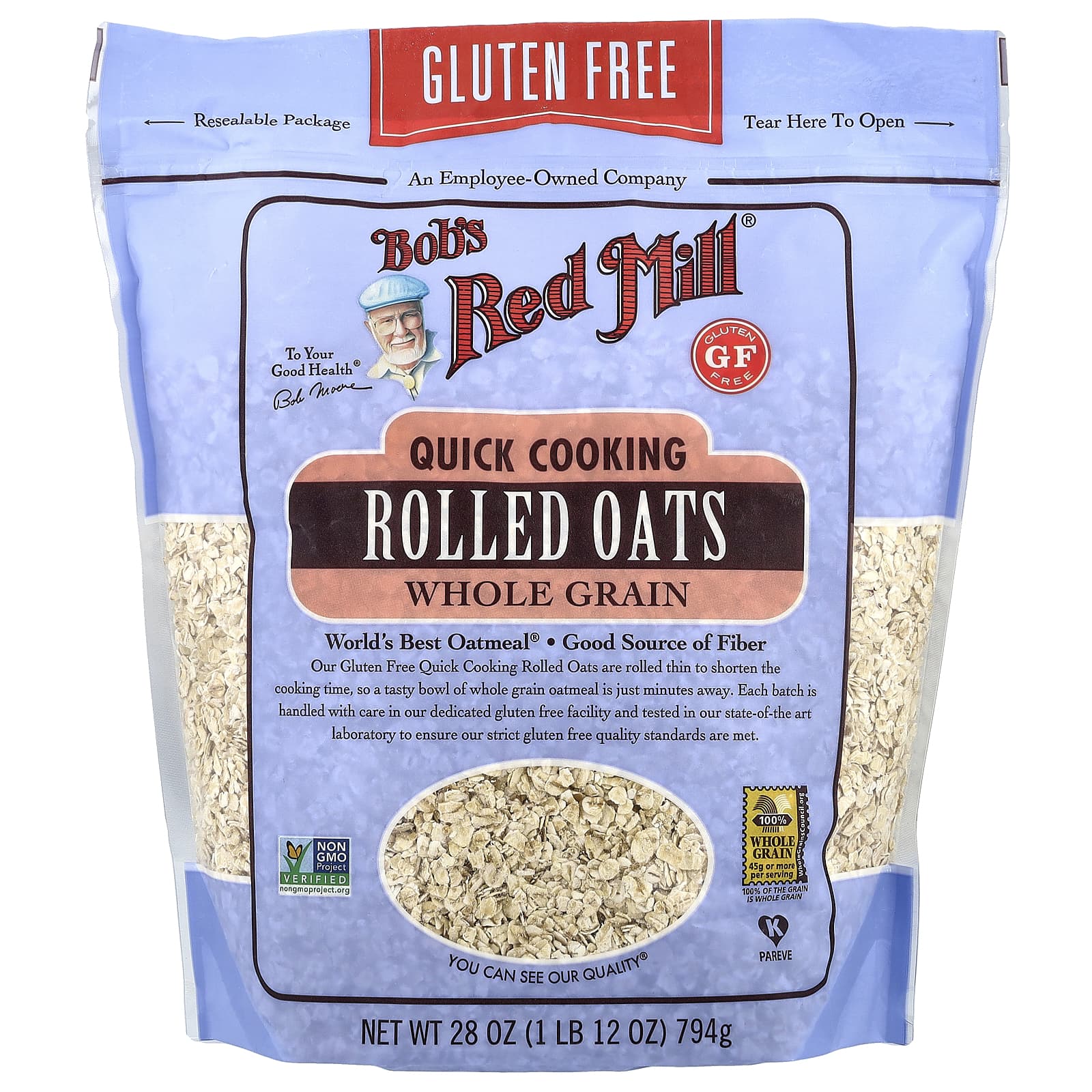 Bob's Red Mill Whole Grain Quick Cooking Rolled Oats, 28 oz - Image 1