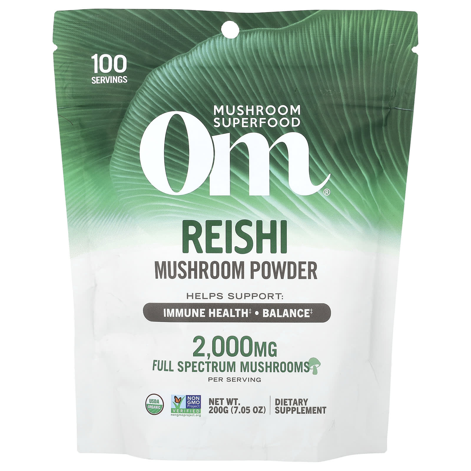 Om Mushrooms, Mushroom Powder, Reishi, 7.05 oz (200 g) - Image 1