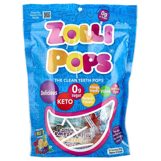 Zollipops, The Clean Teeth Pops®, Delicious Fruit , Approx. 23-25 Pops, 5.2 oz (142 g) - Image 1