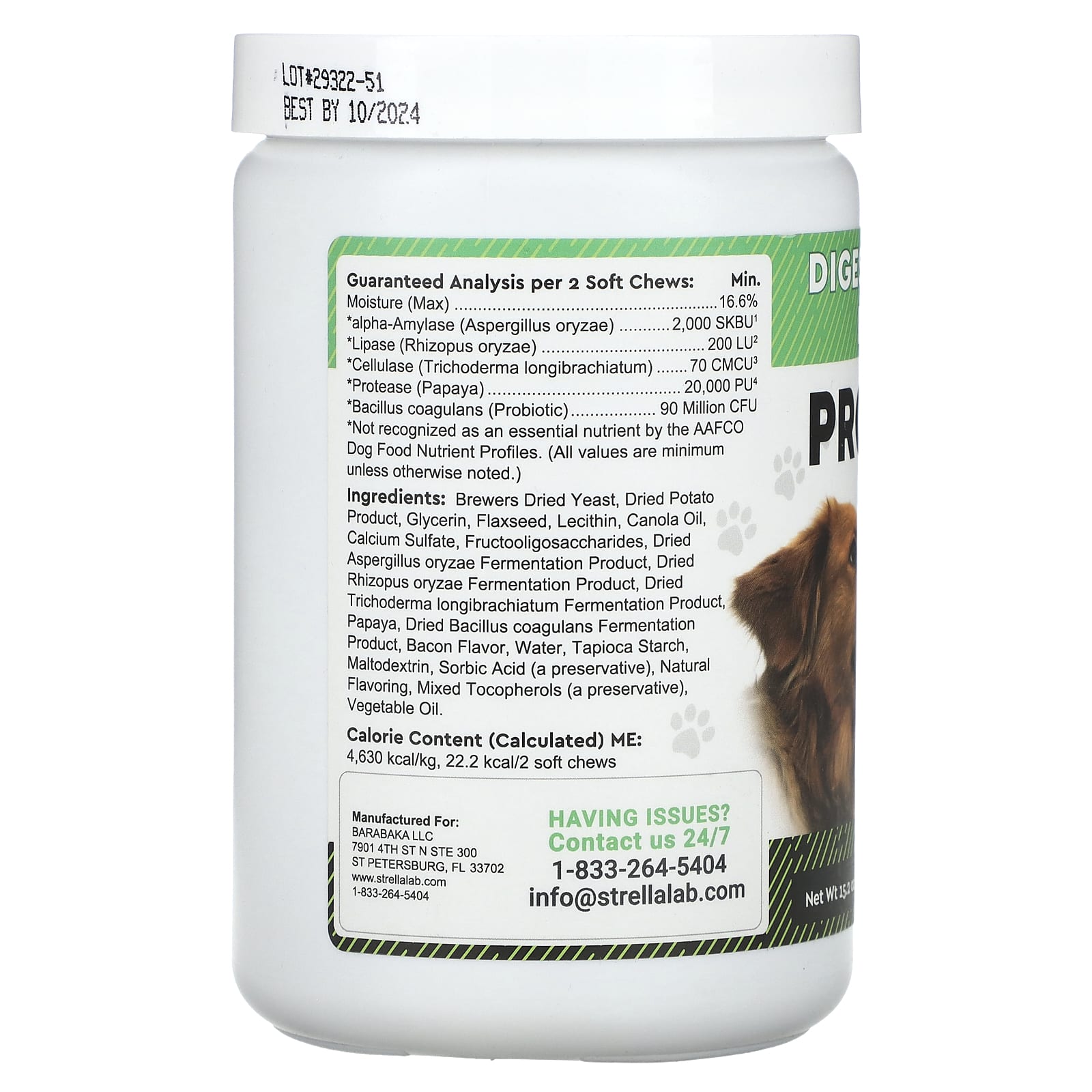 StrellaLab, Probiotics, For Dogs, Bacon, 180 Soft Chews, 15.2 oz (432 g) - Image 2