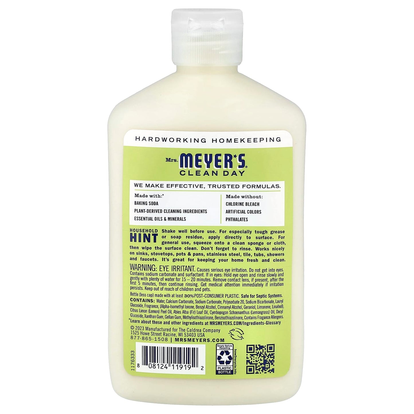 Mrs. Meyers Clean Day, Baking Soda Cream Cleanser, Lemon Verbena, 16 fl oz (473 ml) - Image 2