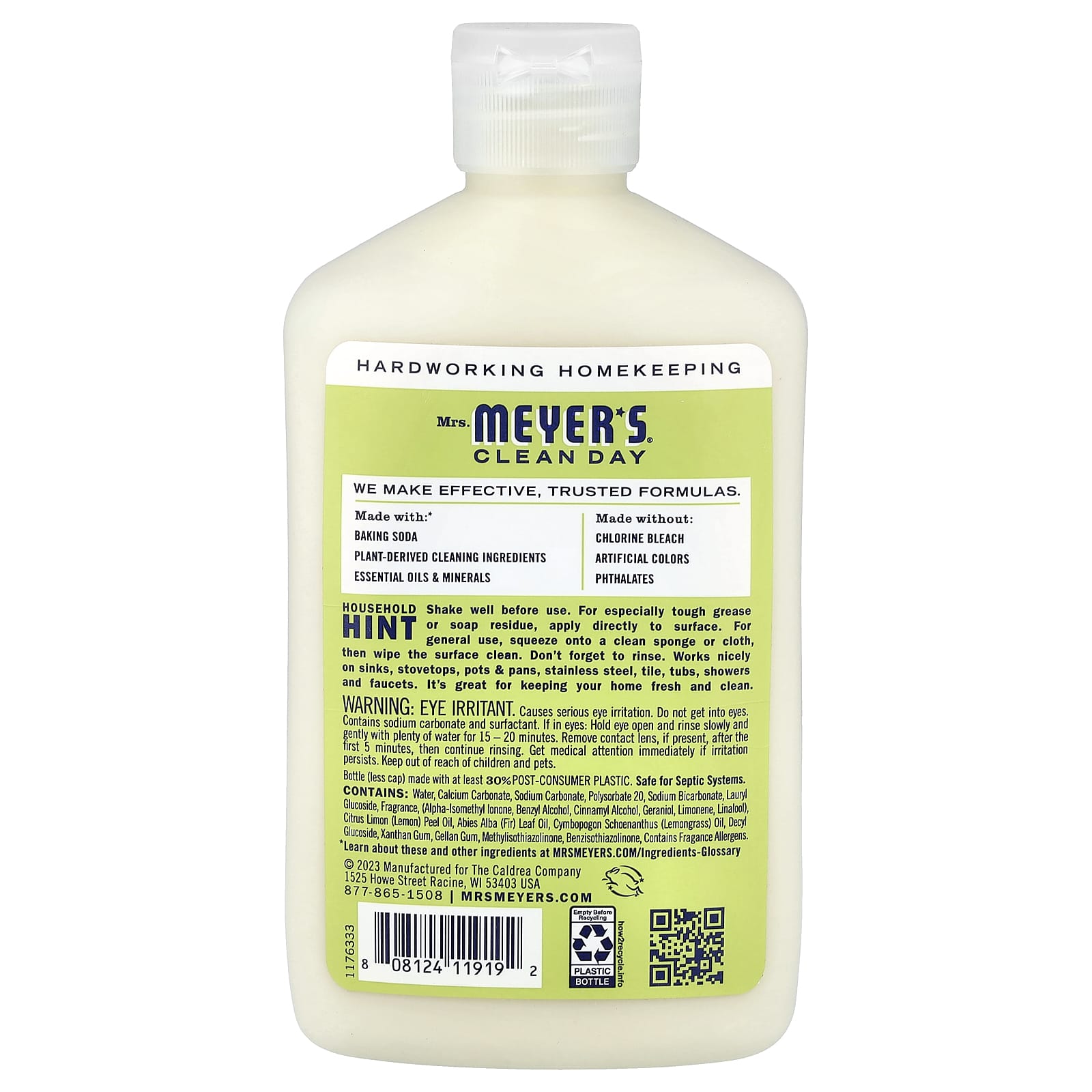 Mrs. Meyers Clean Day, Baking Soda Cream Cleanser, Lemon Verbena, 16 fl oz (473 ml) - Image 2