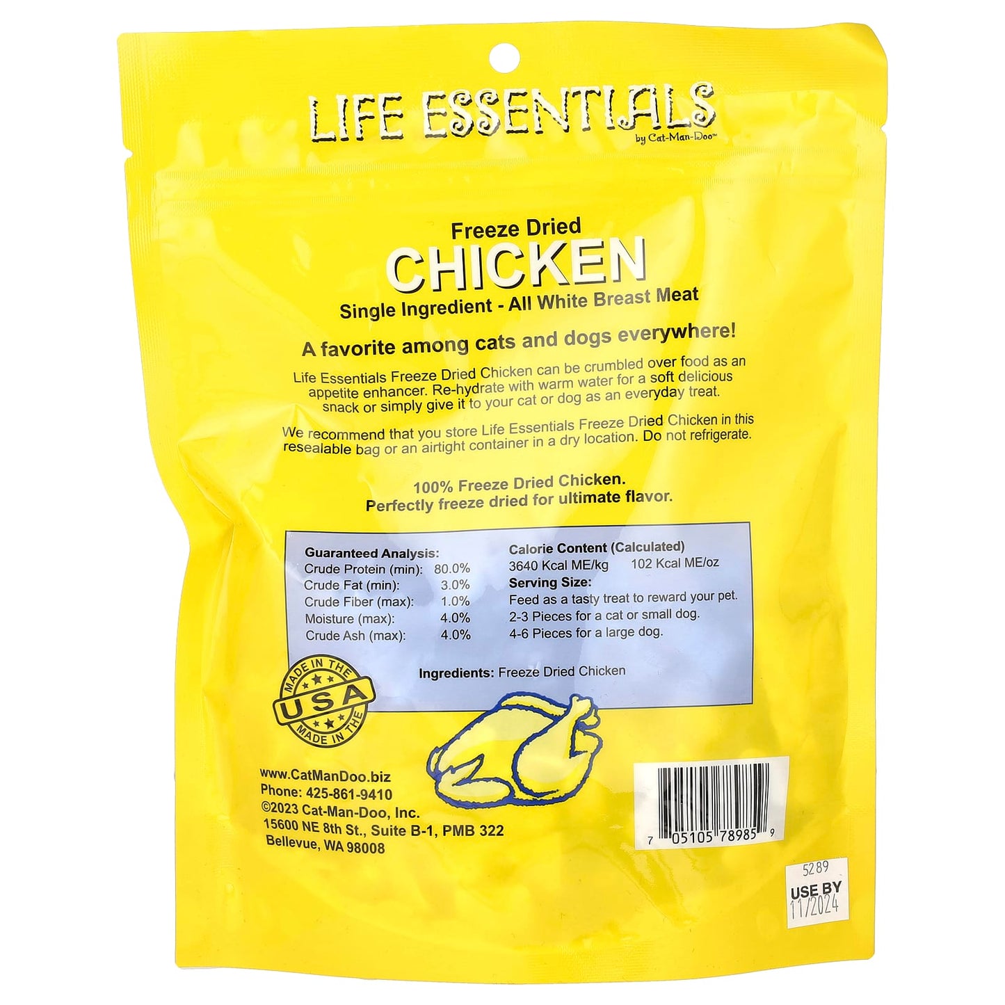 Cat-Man-Doo Freeze Dried Chicken Treats for Cats & Dogs - 5 oz (142g) - Image 2