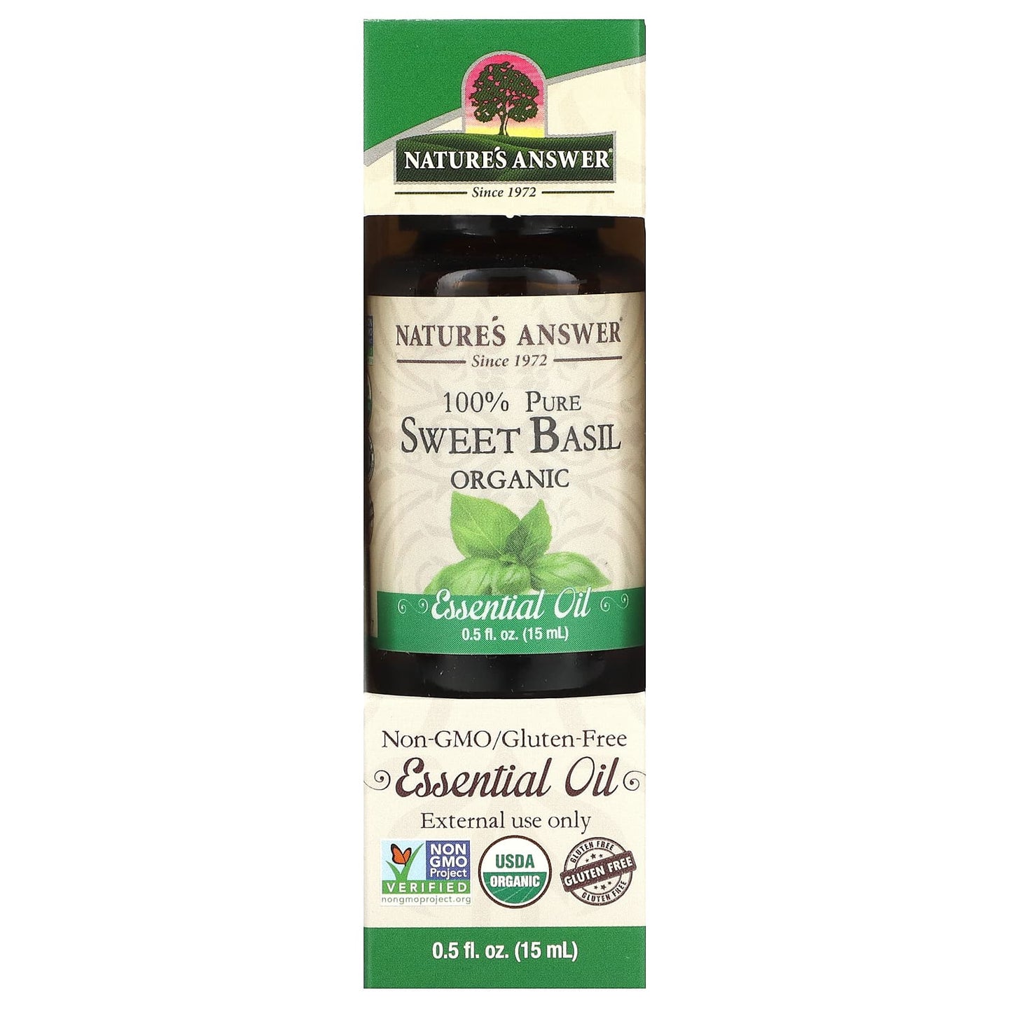 Nature's Answer, 100% Pure Organic Essential Oil, Sweet Basil, 0.5 fl oz (15 ml) - Image 1