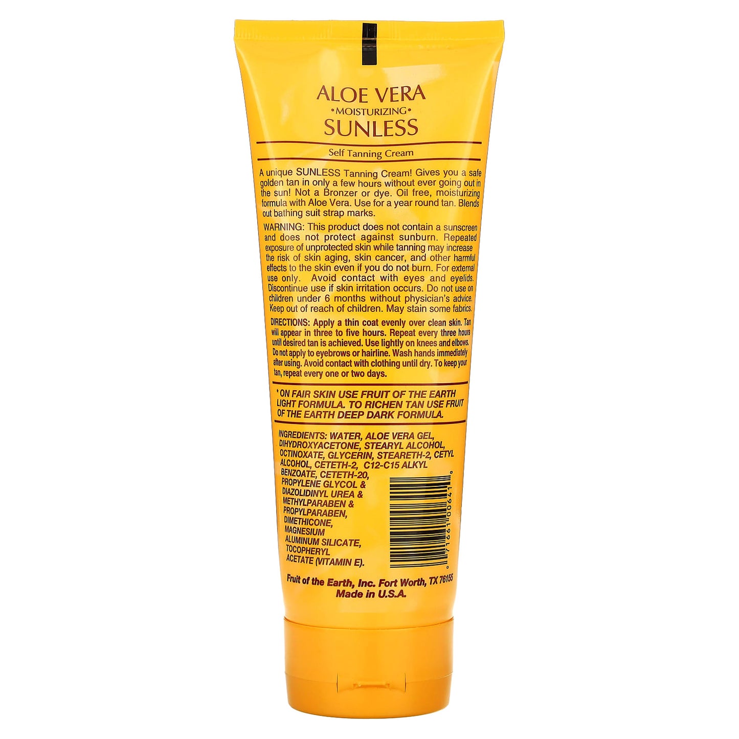 Fruit of the Earth Medium to Dark Sunless Self Tanning Cream, 8 fl oz - Image 2