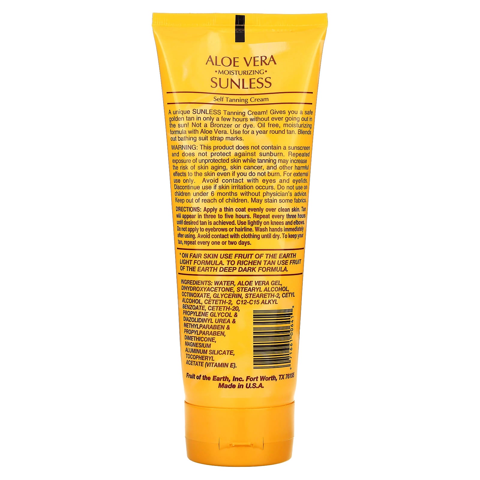 Fruit of the Earth Medium to Dark Sunless Self Tanning Cream, 8 fl oz - Image 2