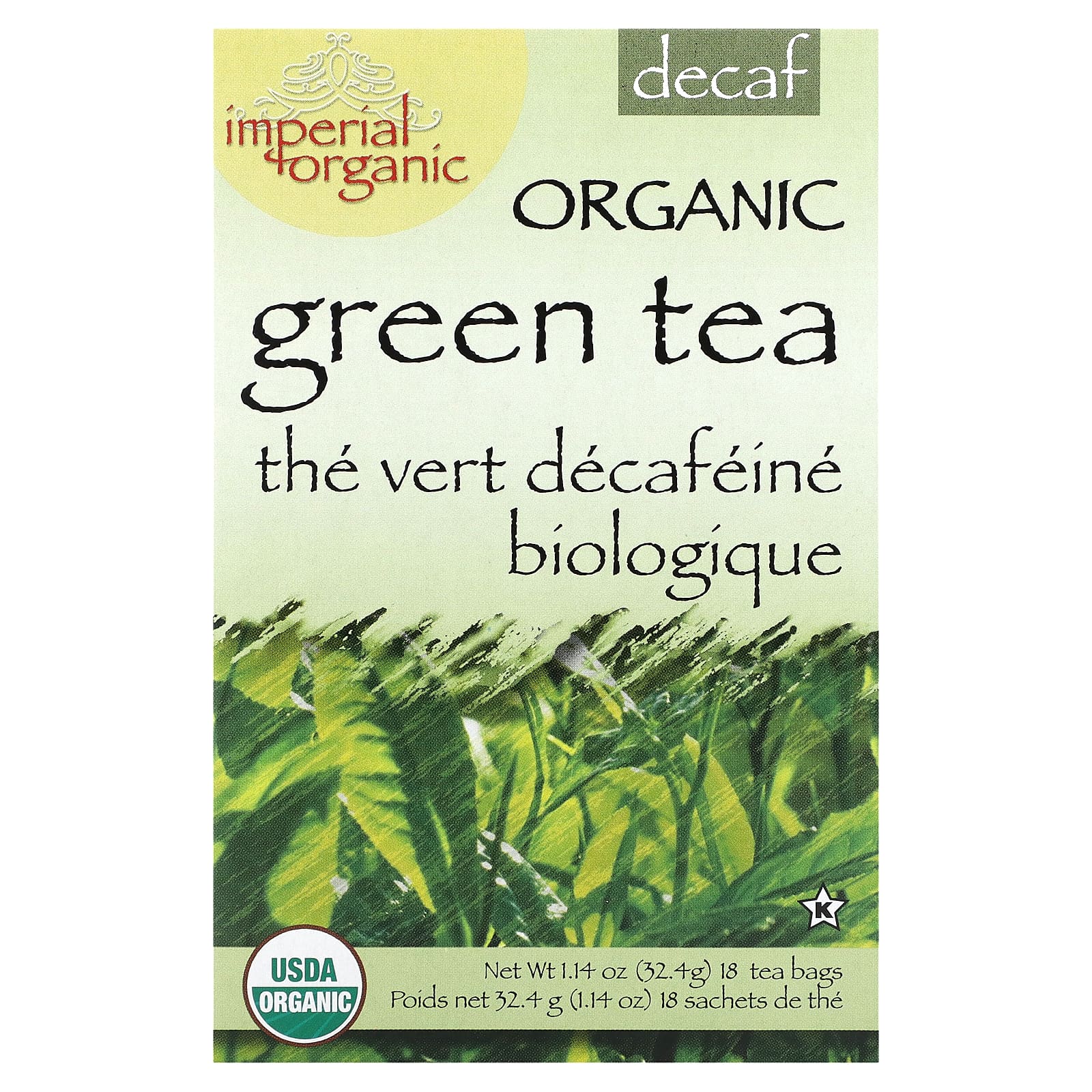 Uncle Lee's Tea, Imperial Organic, Green Tea, Decaf, 18 Tea Bags, 1.14 oz (32.4 g) - Image 1
