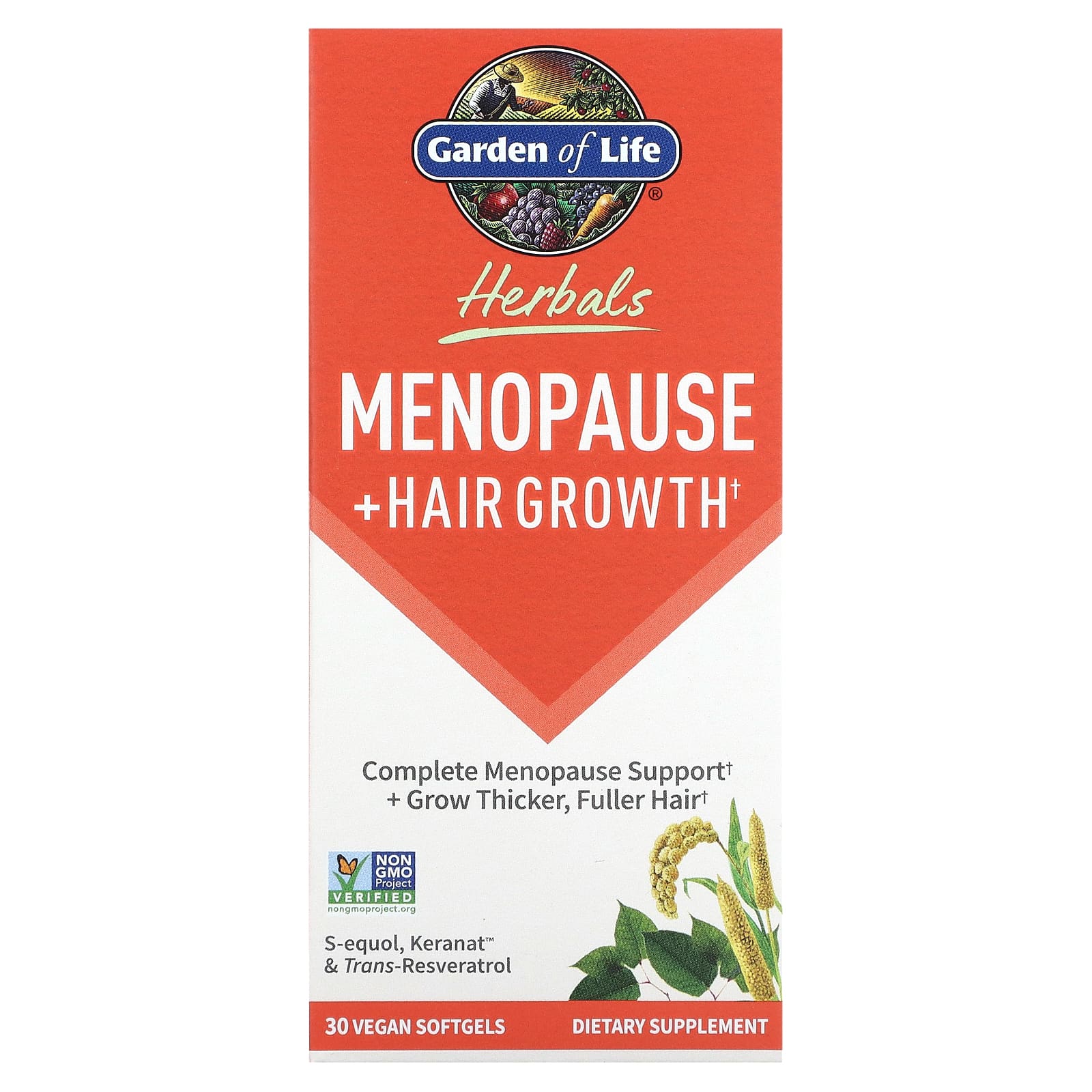 Garden of Life, Herbals, Menopause + Hair Growth, Berry, 30 Vegan Softgels