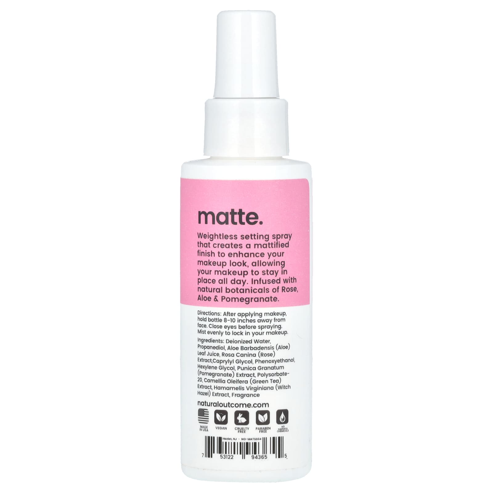 Natural Outcome, Matte, Makeup Settling Spray, 4 oz (120 ml) - Image 2