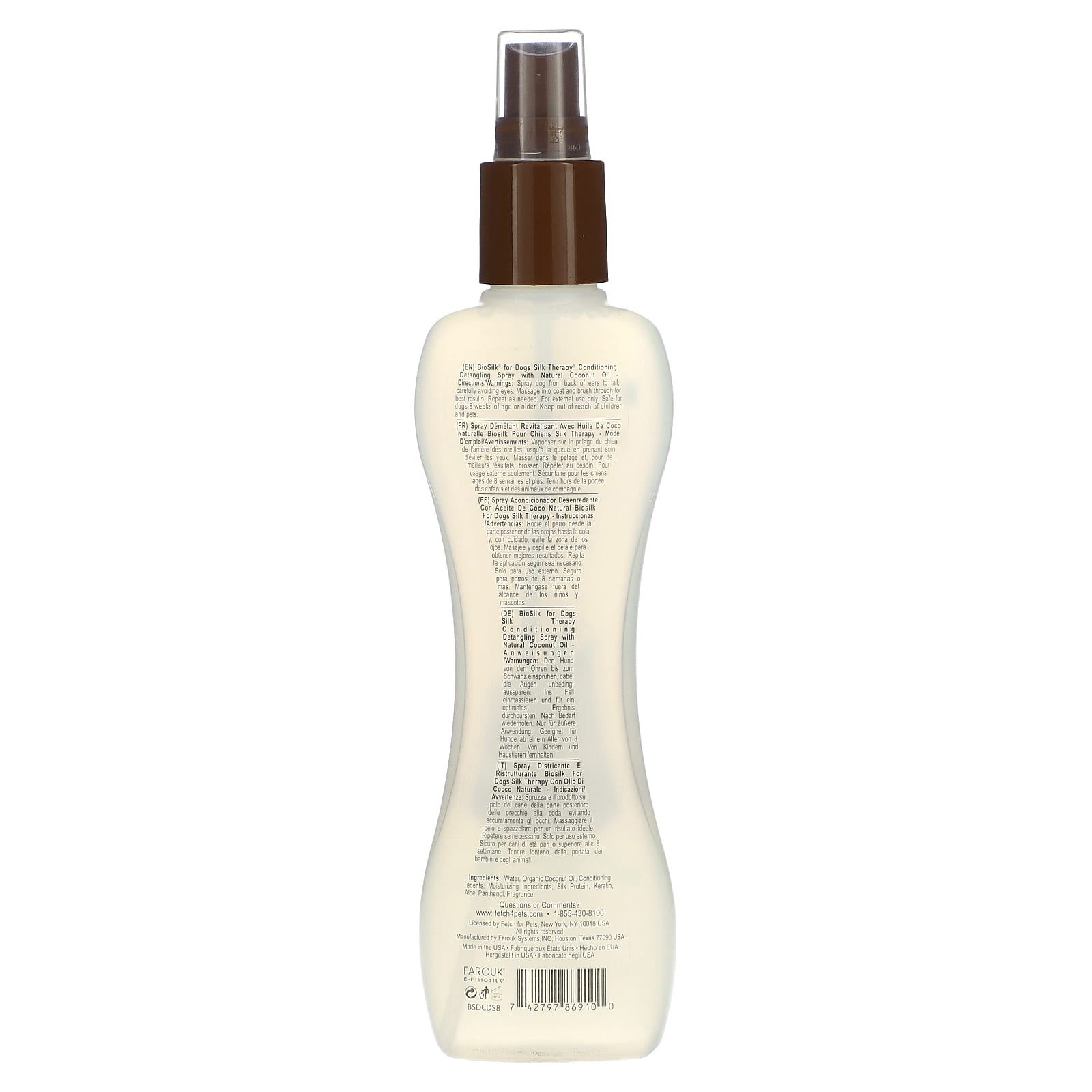 BioSilk Natural Coconut Oil Detangling Spray for Dogs - 7 fl oz - Image 2