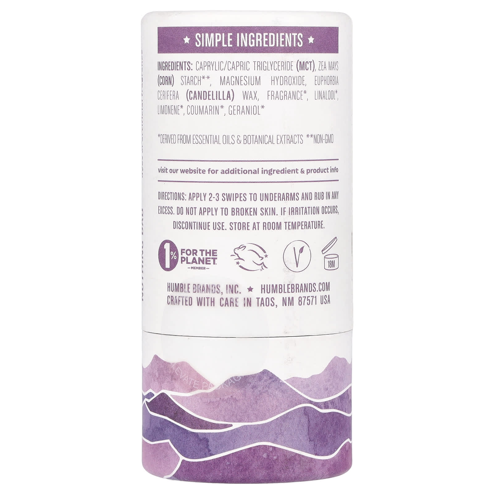 Natural, Cruelty-Free Deodorant by Humble Brands - Mountain Lavender, 2.65 oz - Image 2