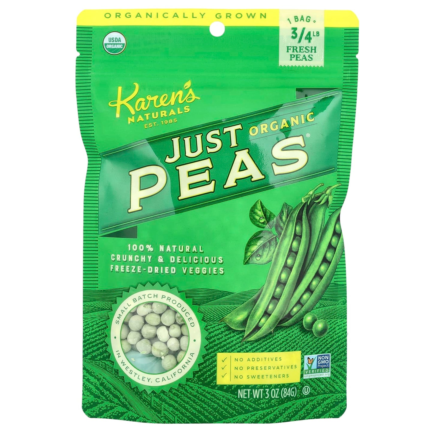 Karen's Naturals, Organic Just Peas®, 3 oz (84 g) - Image 1