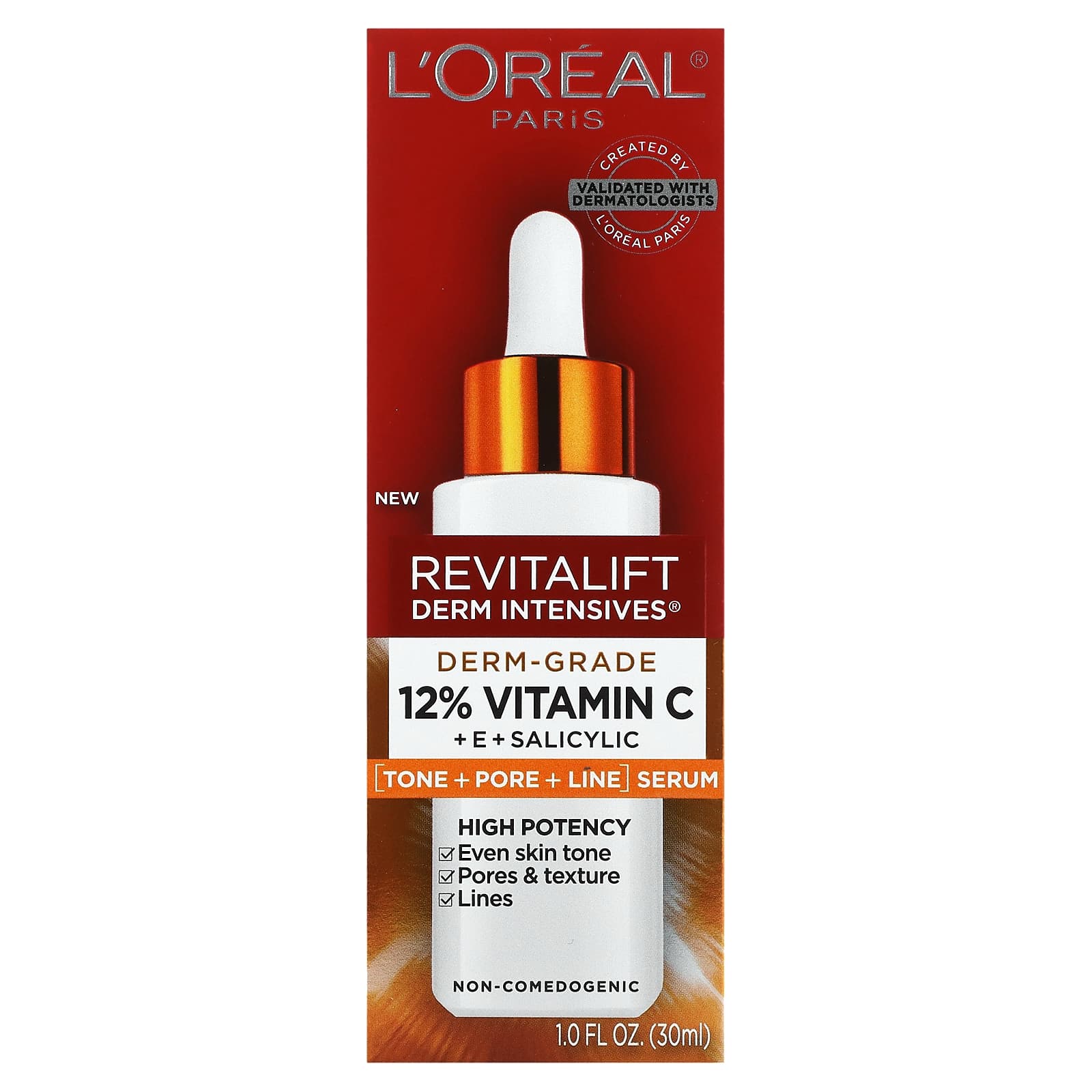 L'Oréal, Revitalift Derm Intensives, Derm-Grade, 12% Vitamin C + E + Salicylic, 1 fl oz (30 ml) - Image 2