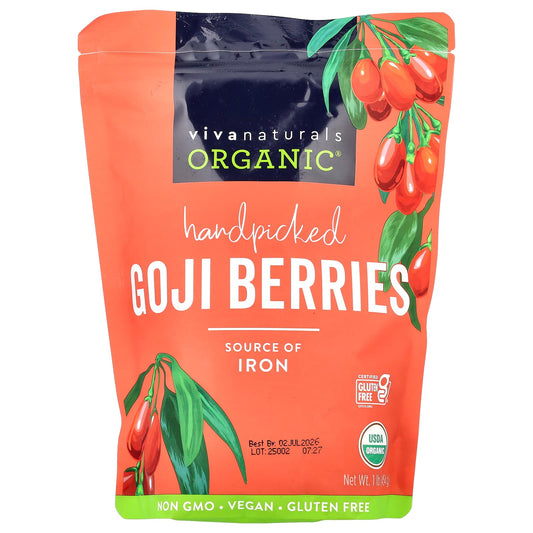 Viva Naturals, Organic Handpicked Goji Berries, 1 lb (454 g) - Image 1