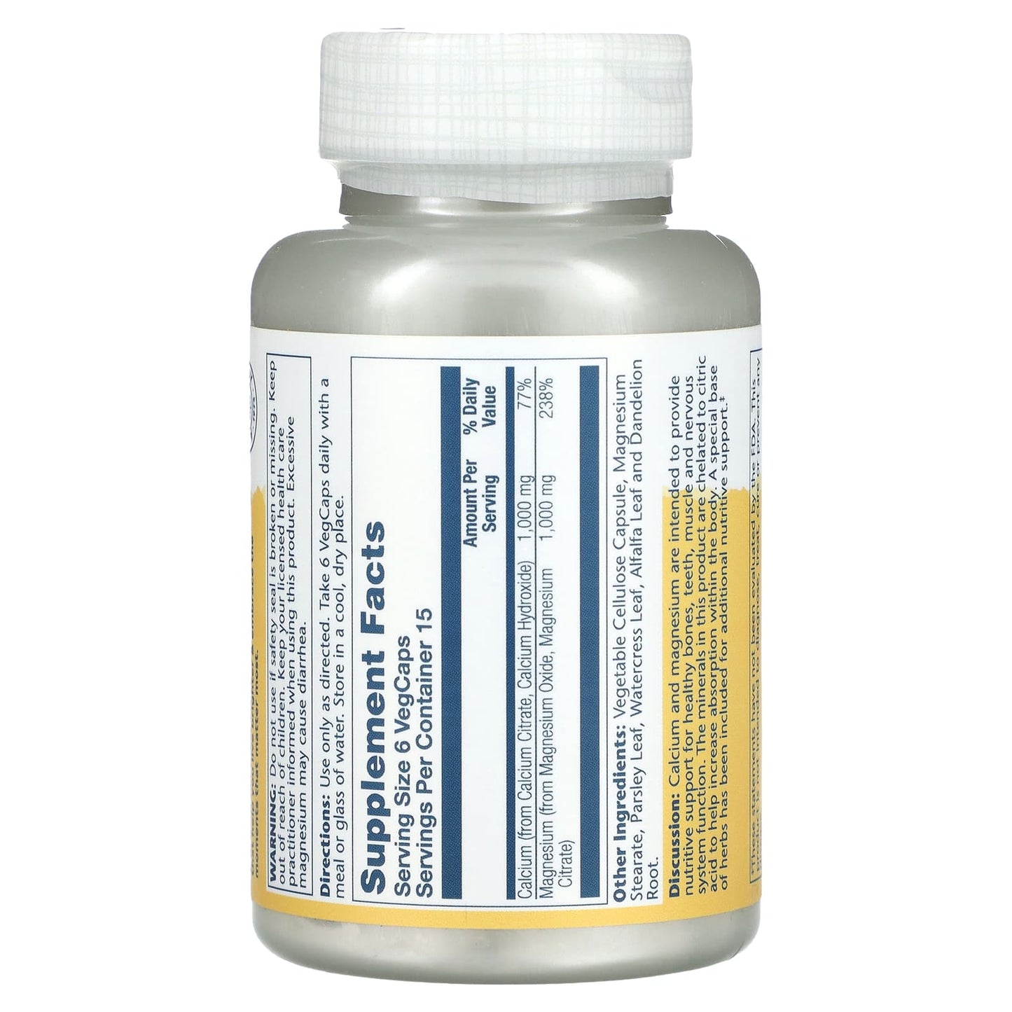 Solaray, Cal-Mag Citrate, 1:1 Ratio, 90 VegCaps - Image 2