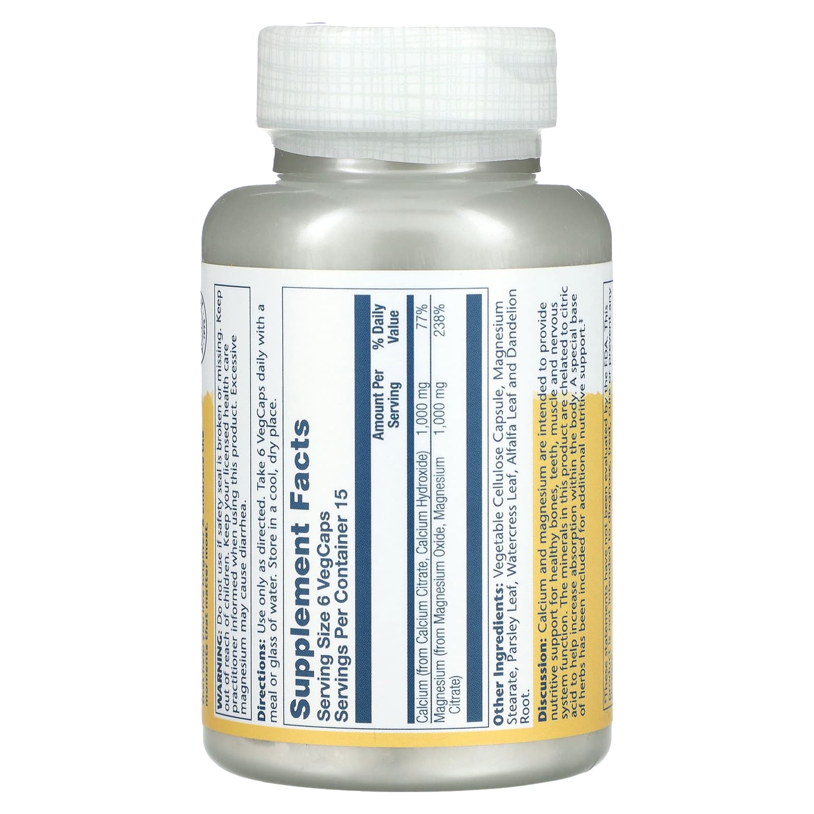 Solaray, Cal-Mag Citrate, 1:1 Ratio, 90 VegCaps - Image 2