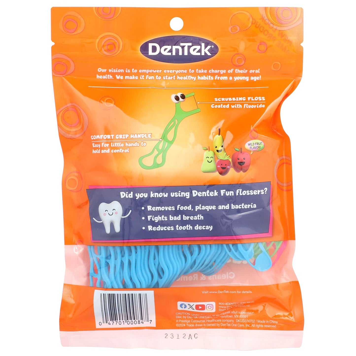 Wild Fruit Kids Flossers by DenTek, 90 Floss Picks, Fun & Easy Oral Care - Image 2