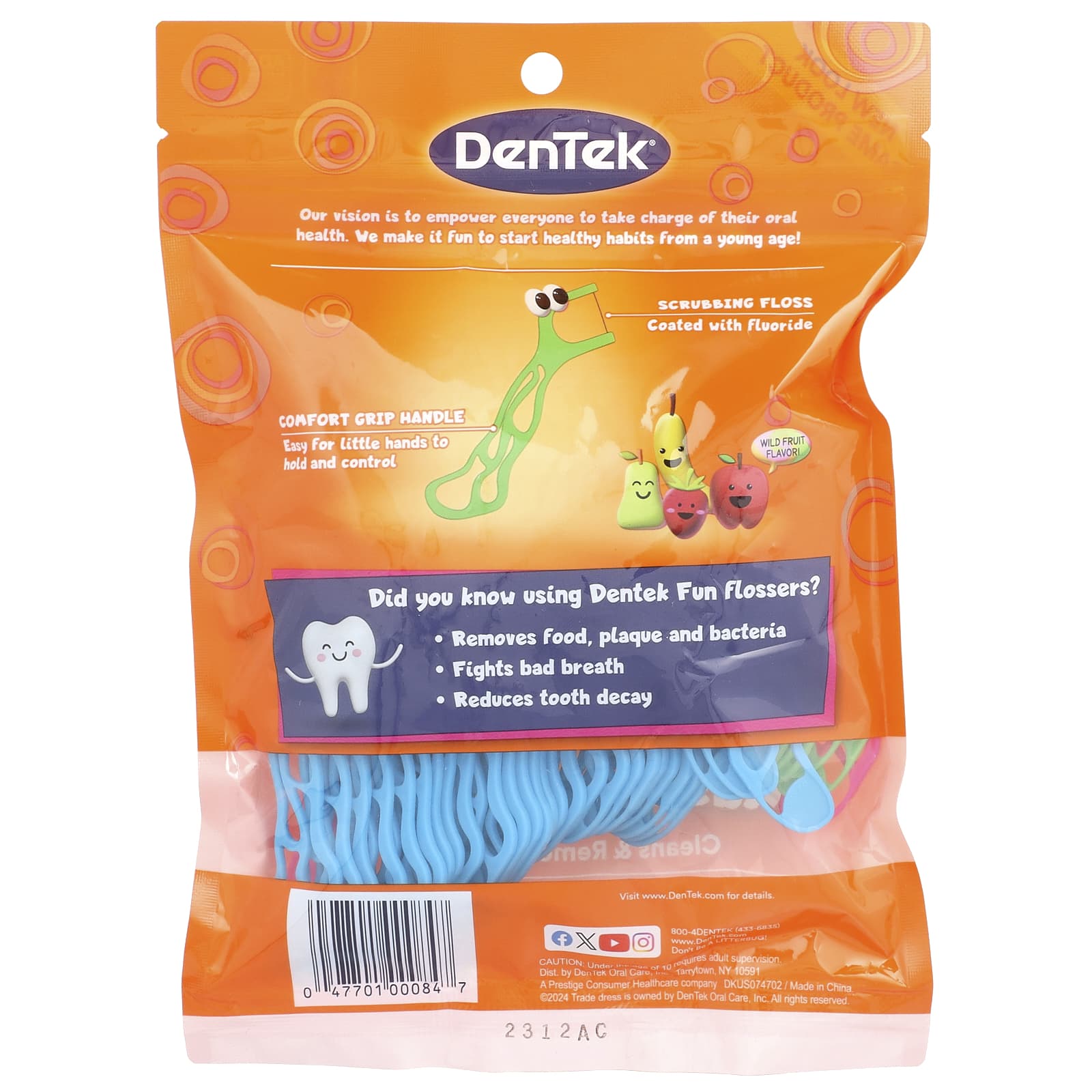 Wild Fruit Kids Flossers by DenTek, 90 Floss Picks, Fun & Easy Oral Care - Image 2