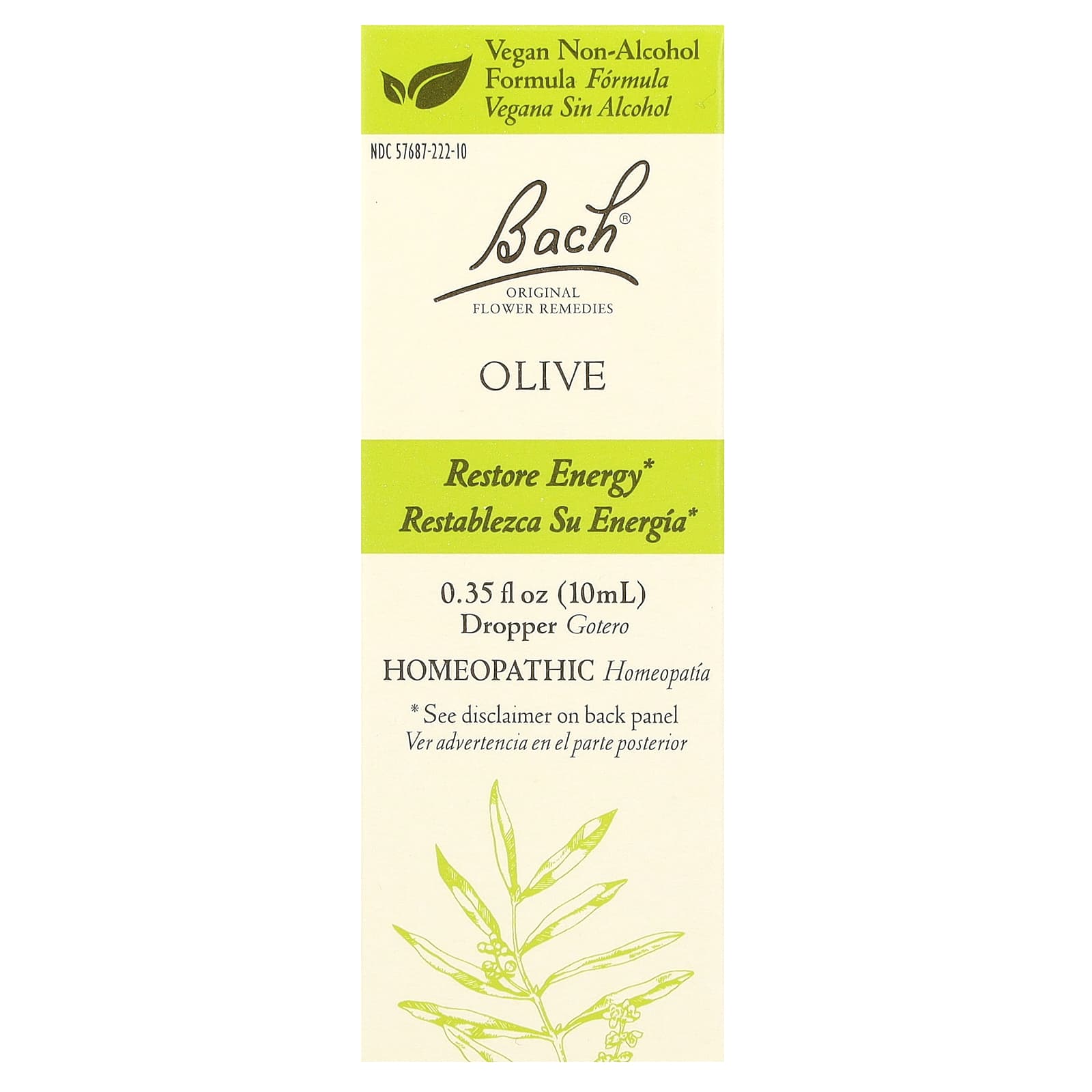 Bach Olive Flower Remedy for Energy, 0.35 fl oz (10 ml) - Image 1