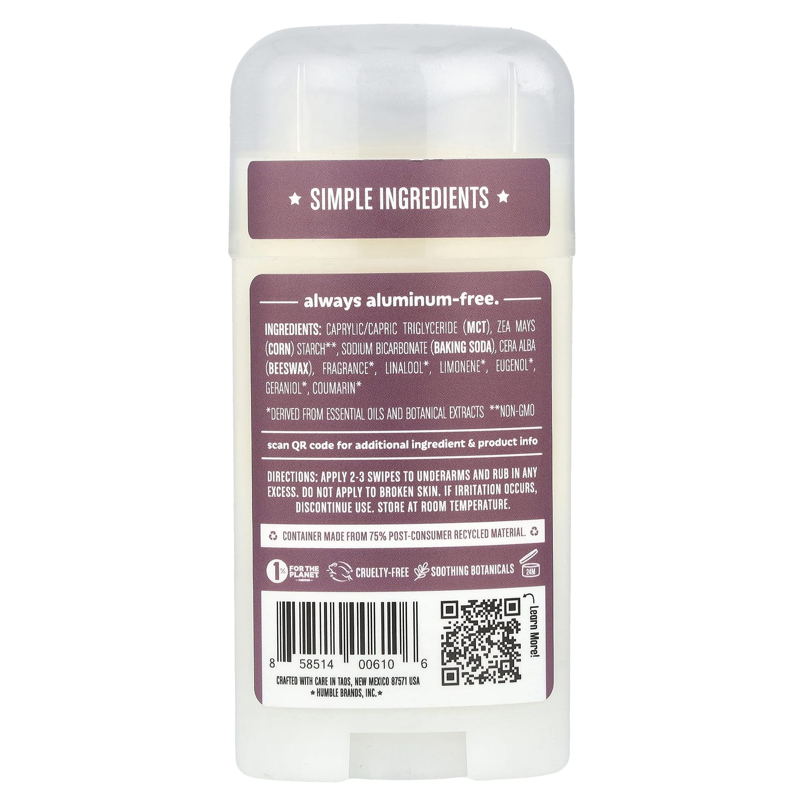 Natural Deodorant, Aluminum-Free, Lavender & Holy Basil - Cruelty-Free & Vegan Friendly - Image 2