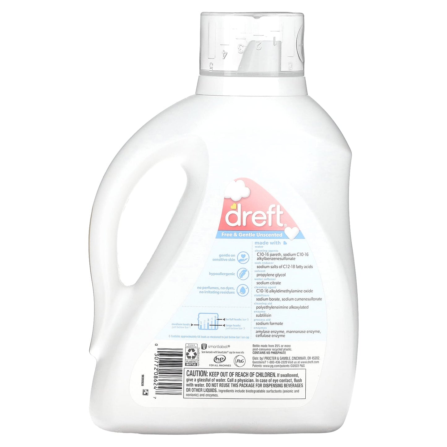 Dreft Baby Detergent - Free & Gentle Unscented, 92 fl oz (2.72 l) - Image 2