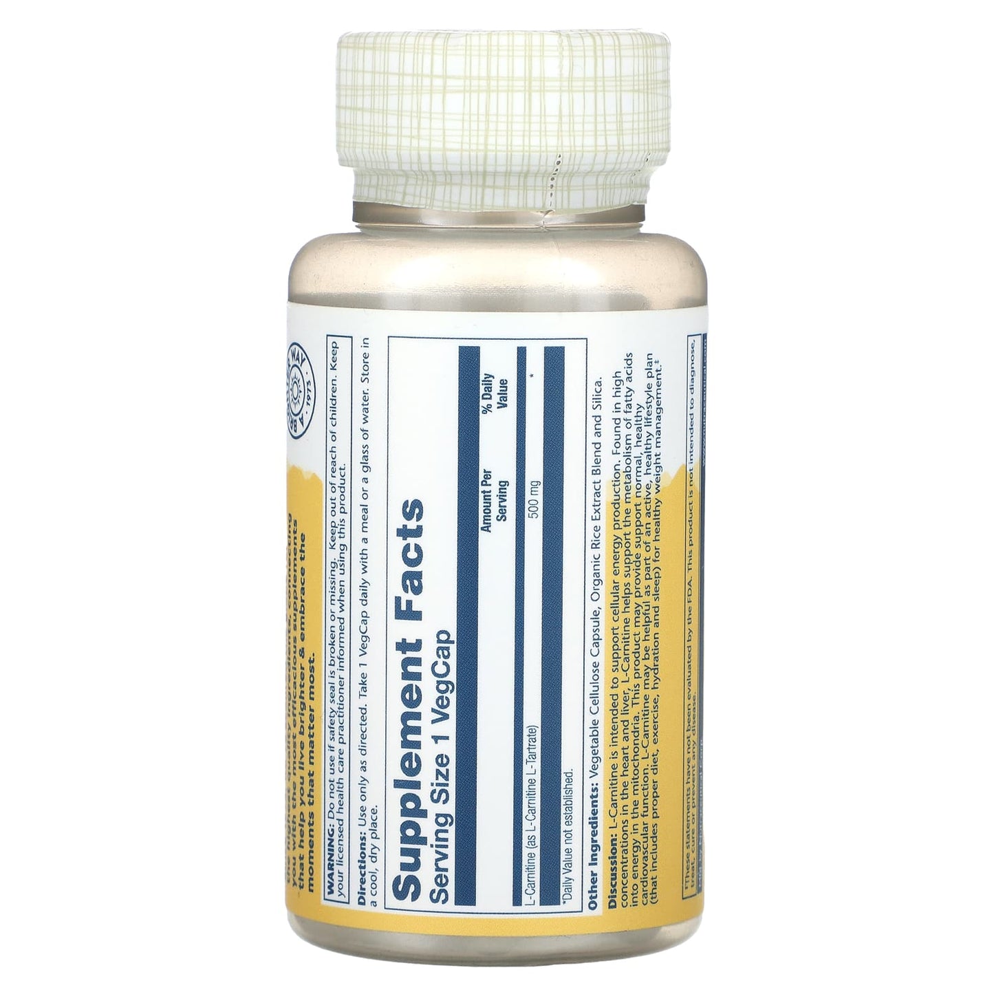 Solaray, L-Carnitine, 500 mg, 60 Vegcaps - Image 2