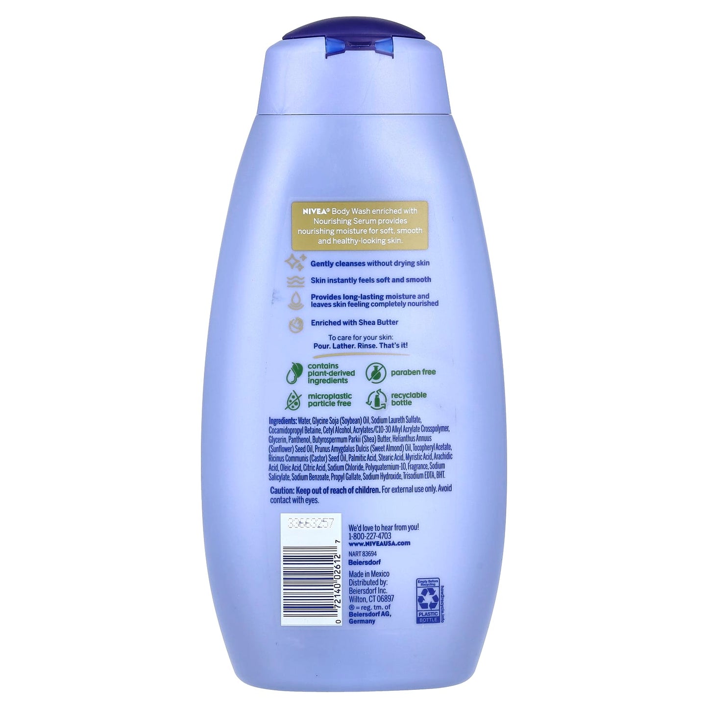 Nivea, Nourishing Body Wash, Shea Butter, 20 fl oz (591 ml) - Image 2