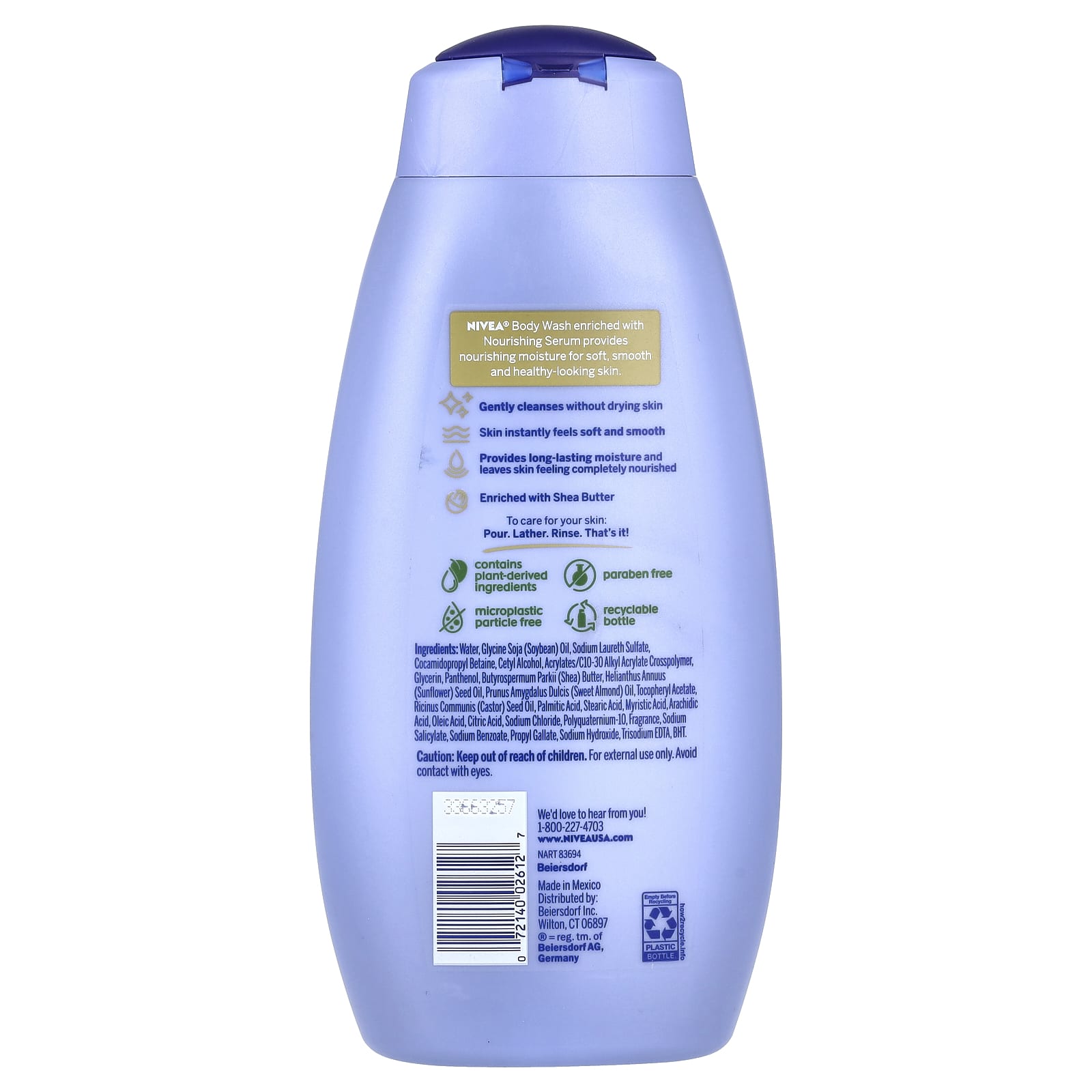 Nivea, Nourishing Body Wash, Shea Butter, 20 fl oz (591 ml) - Image 2
