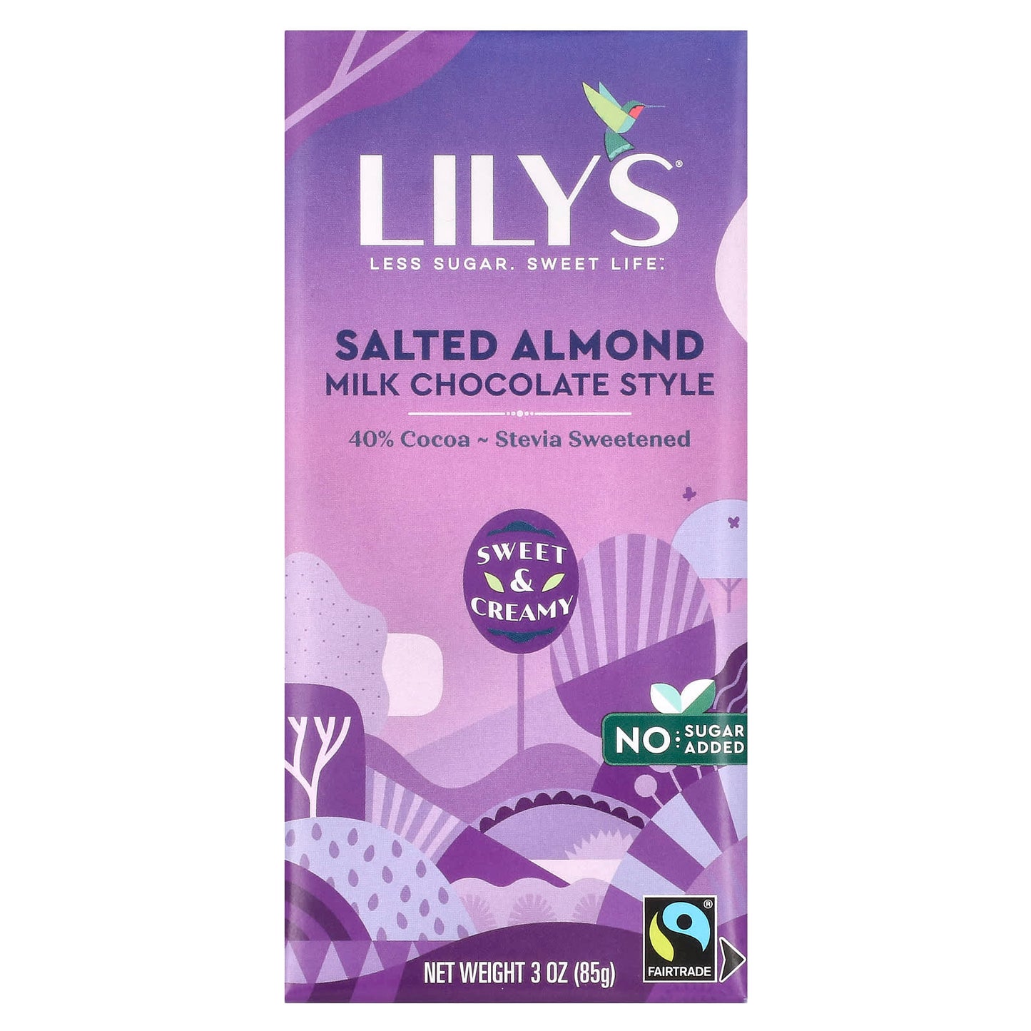 Lily's Sweets, 40% Cocoa Milk Chocolate Style, Salted Almond, 3 oz (85 g) - Image 1