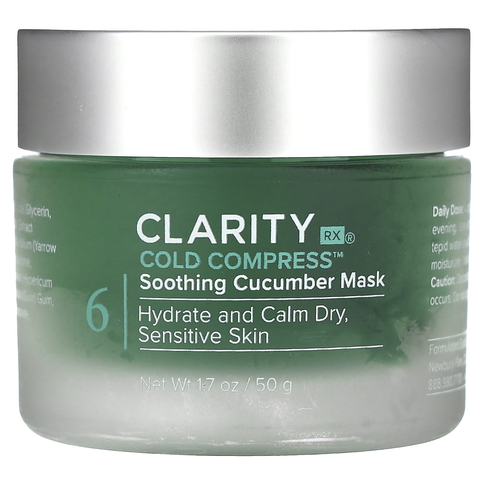 ClarityRx Soothing Cucumber Cold Compress Mask for Sensitive Skin - Image 1
