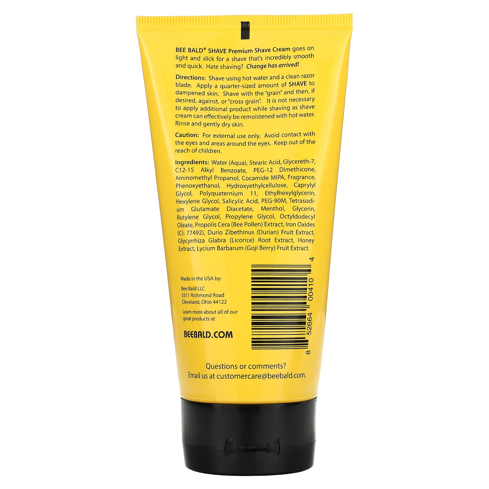 Shave Smoothly with Bee Bald Premium Shave Cream, 6 fl oz - Image 2