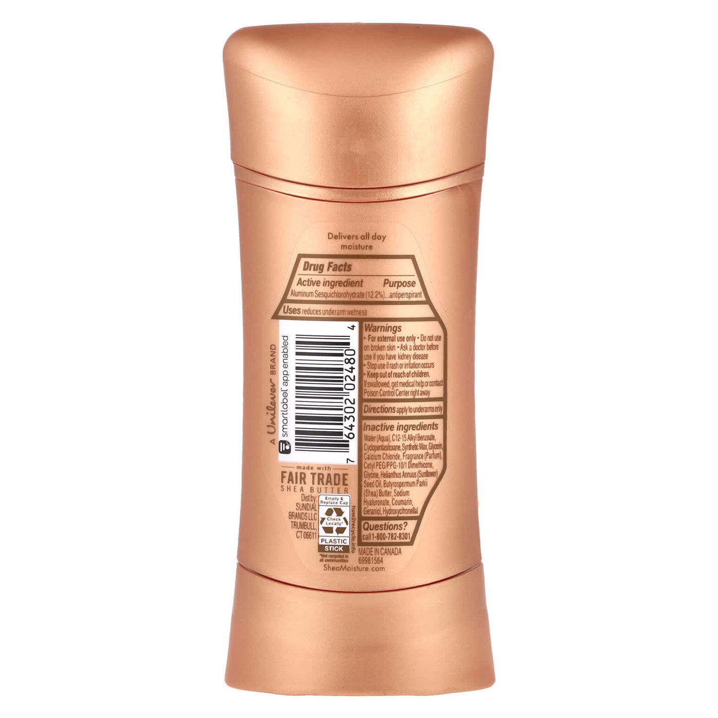 SheaMoisture, Antiperspirant Deodorant, Moisturizing, Raw Shea Butter & Hyaluronic Acid , 2.6 oz (74 g) - Image 2