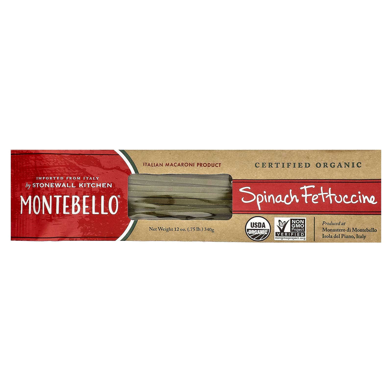 Montebello, Organic Spinach Fettuccine, 12 oz (340 g) - Image 1